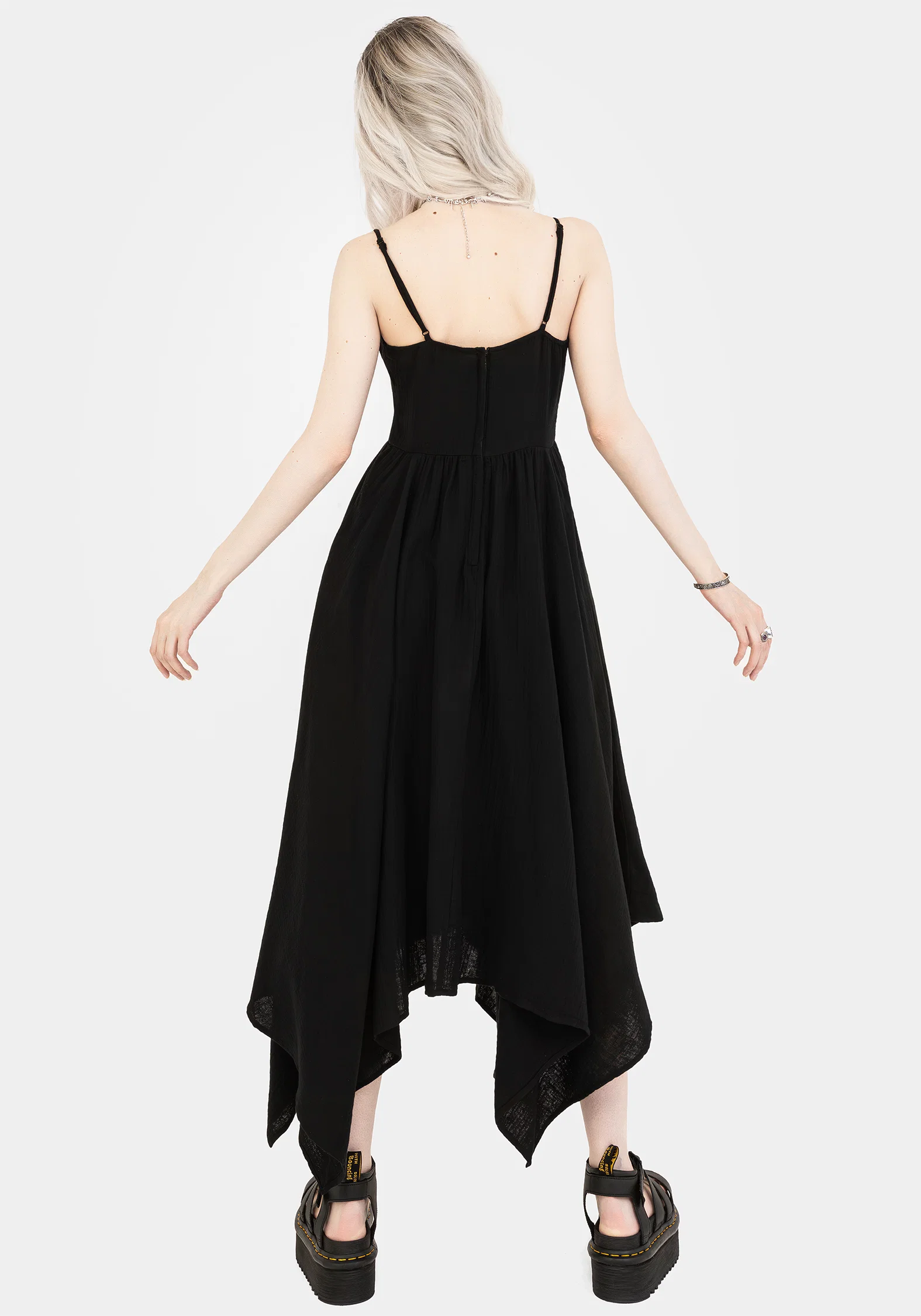 Damara Embroidered Cotton Hanky Hem Midaxi Dress - Image 3