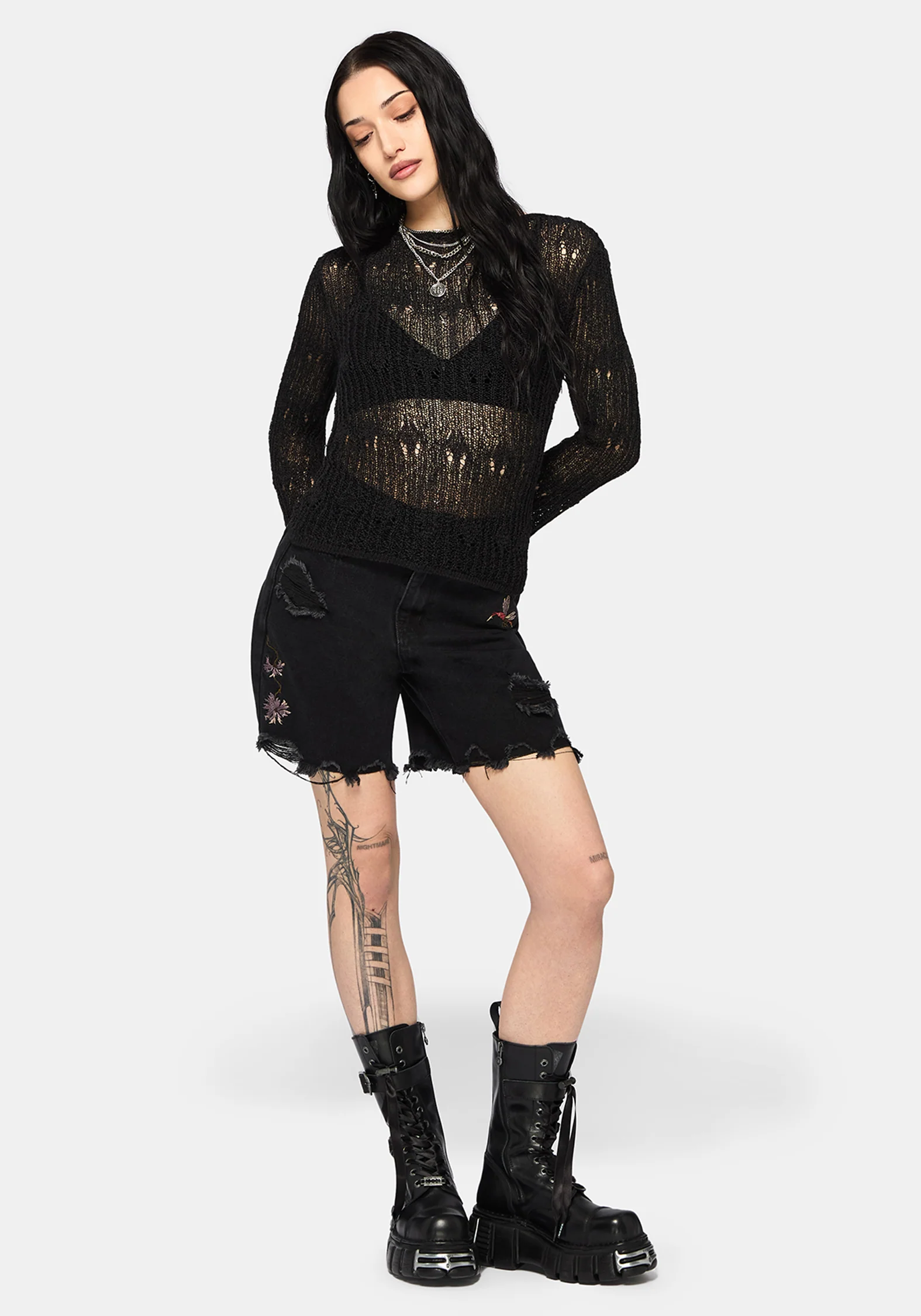 Damien Ladder Knit Top - Black - Image 3