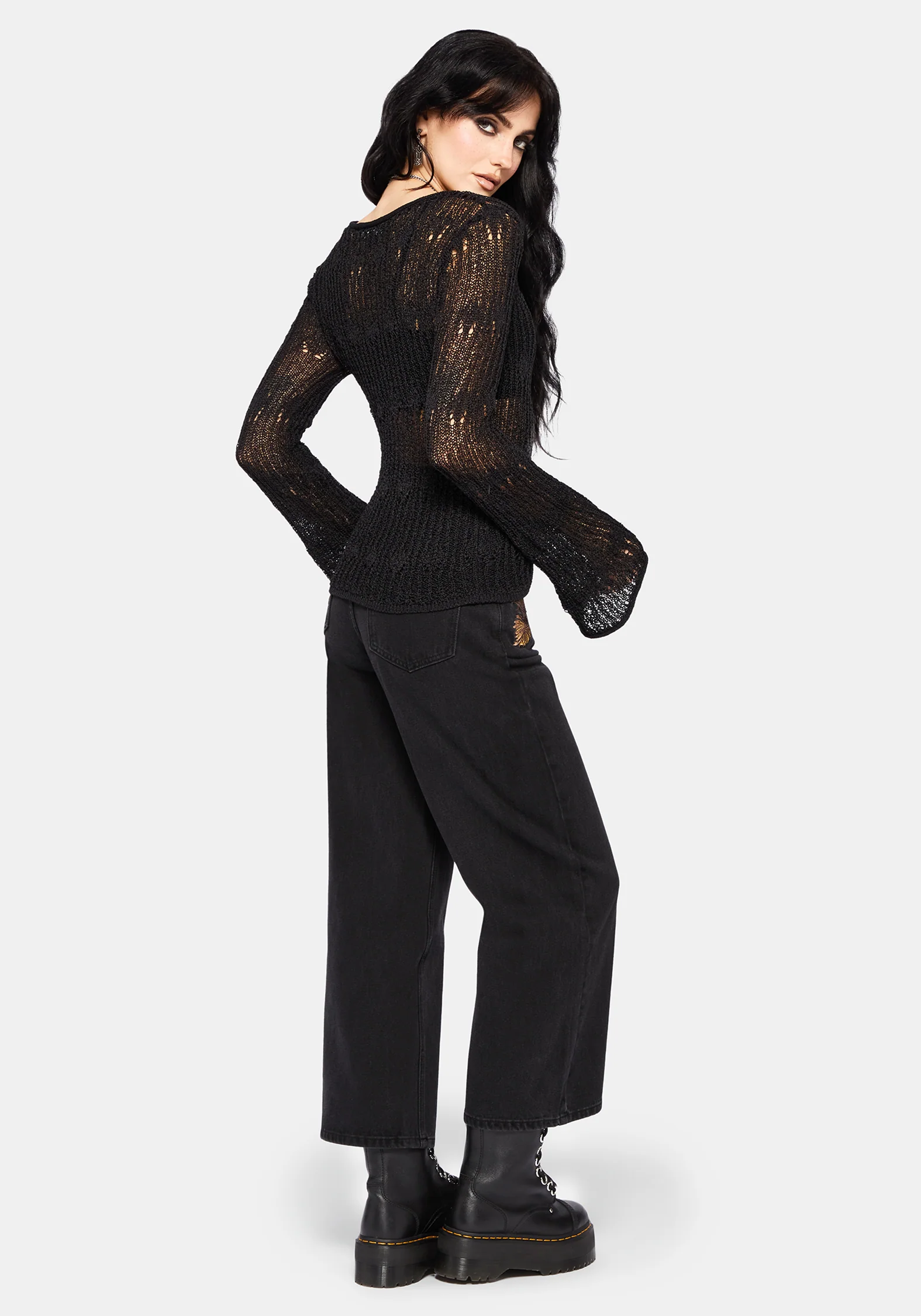 Damien Ladder Knit Top - Black - Image 5