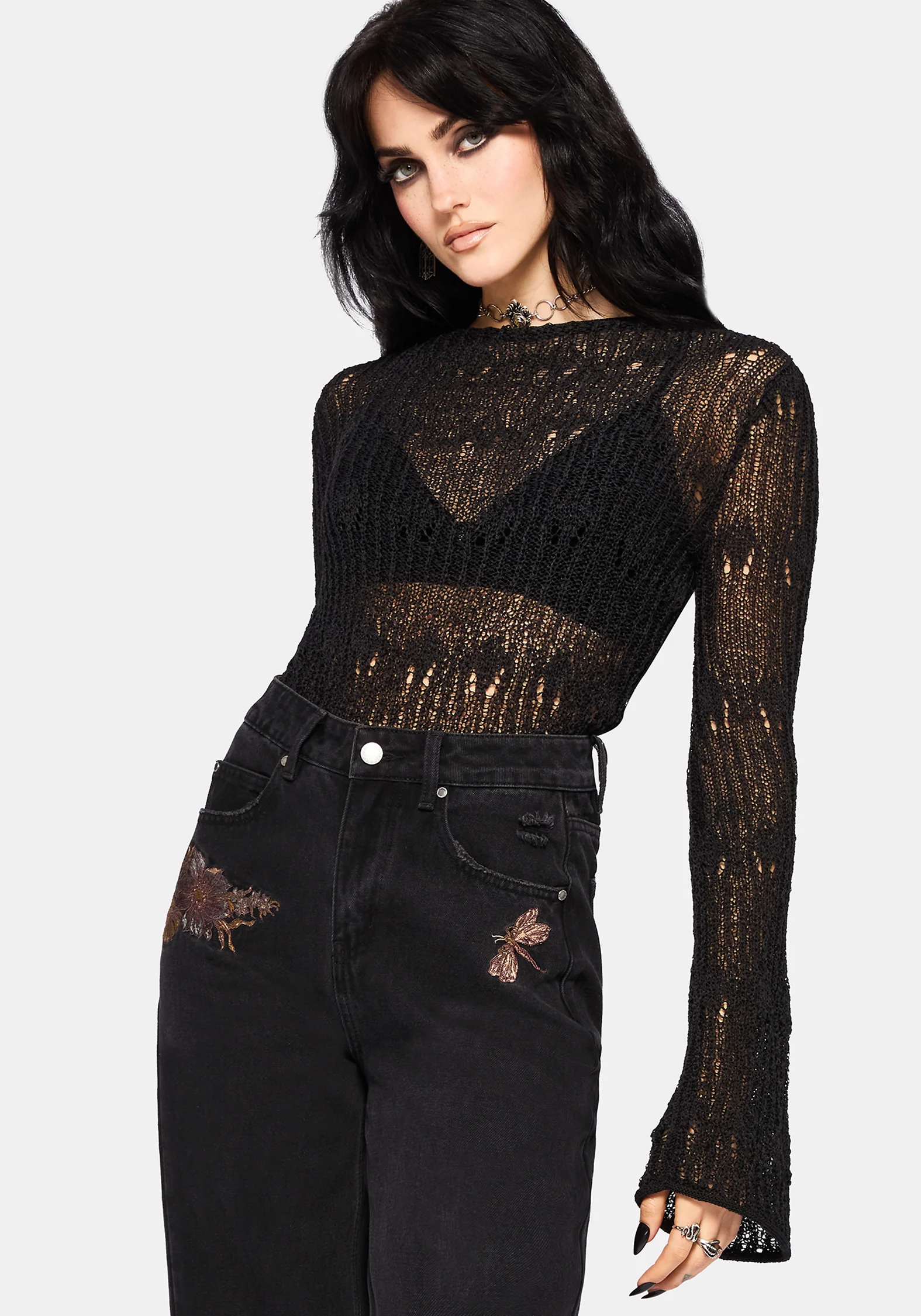 Damien Ladder Knit Top - Black - Image 6