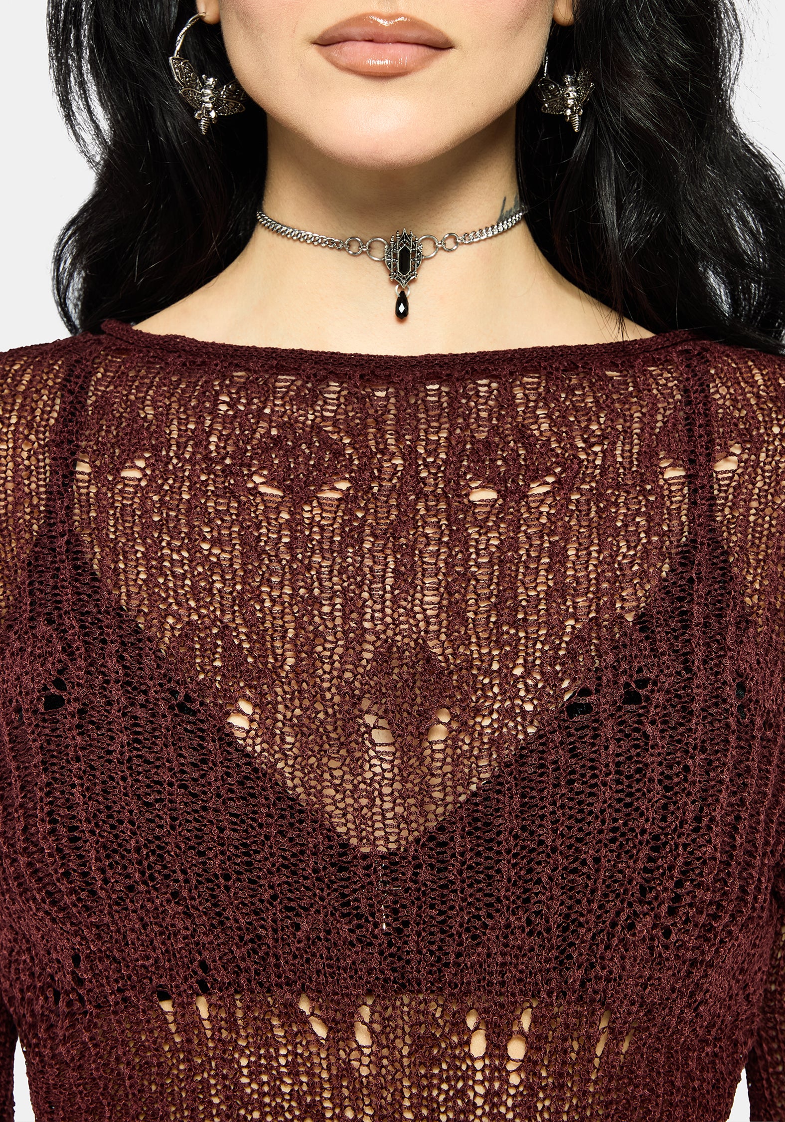 Damien Ladder Knit Top - Burgundy - Image 5