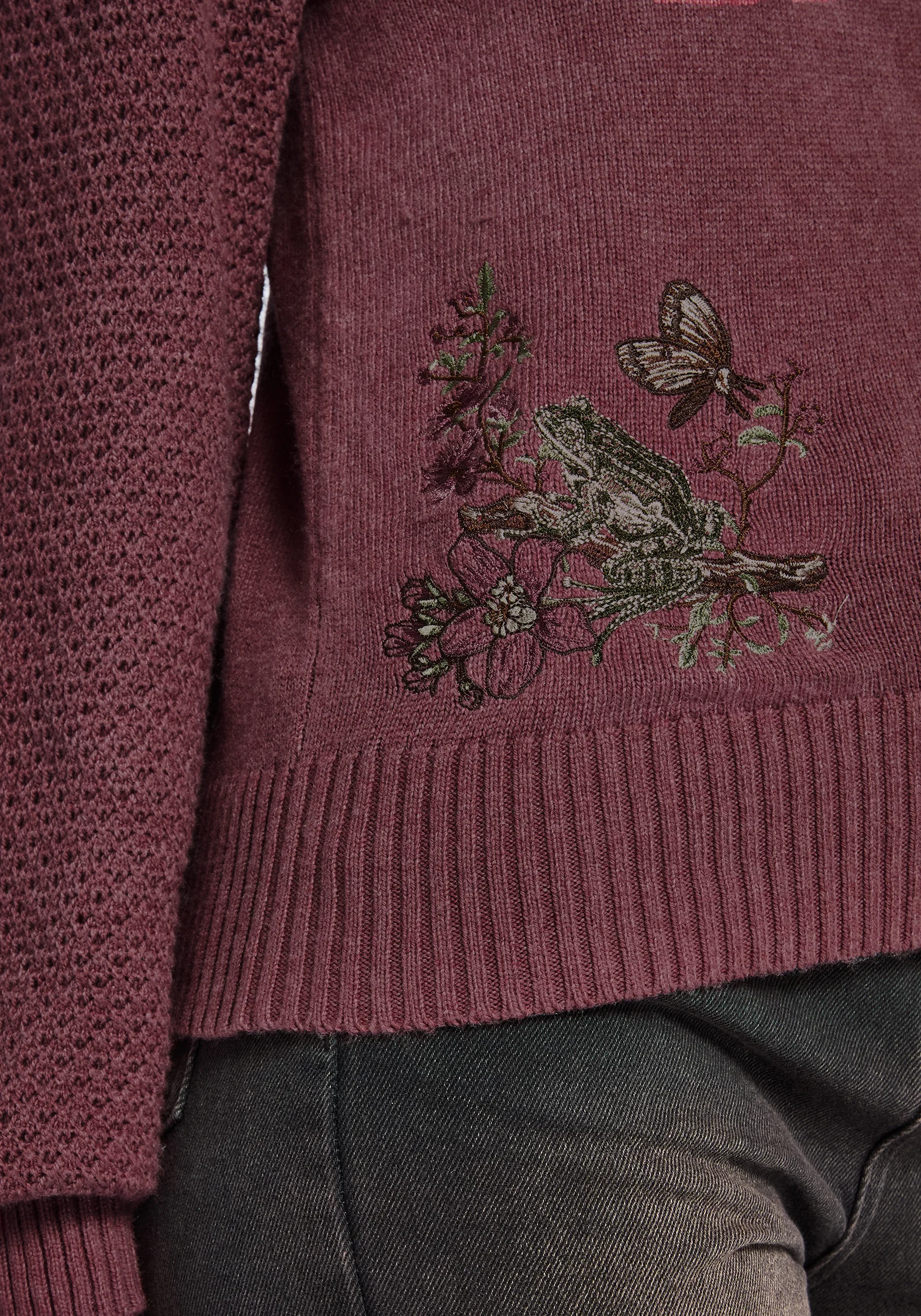 Dana Floral Moth Embroidered Jumper - Purple - Image 2