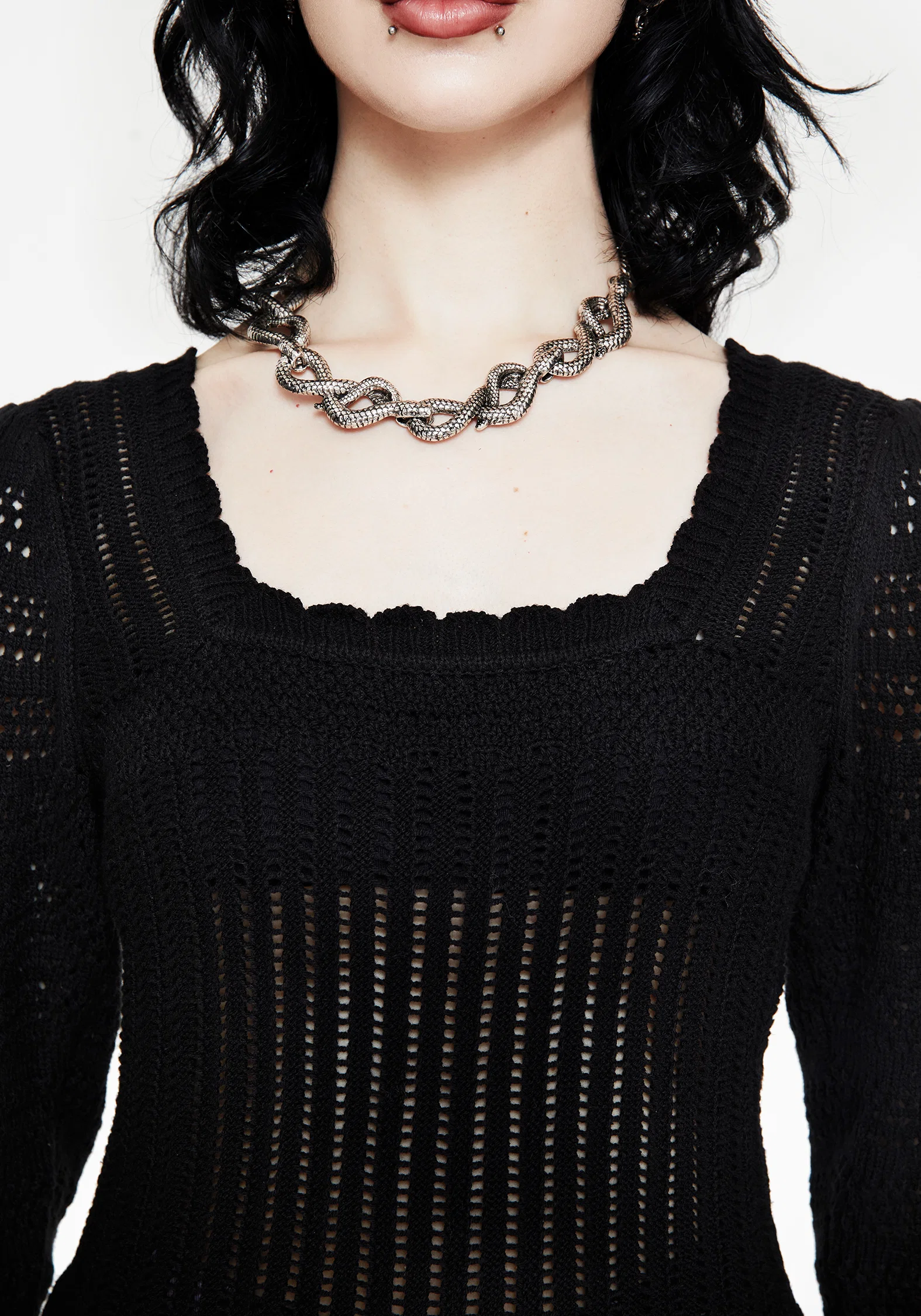 Danica Ladder Stitch Square Neck Knit Top - Image 2
