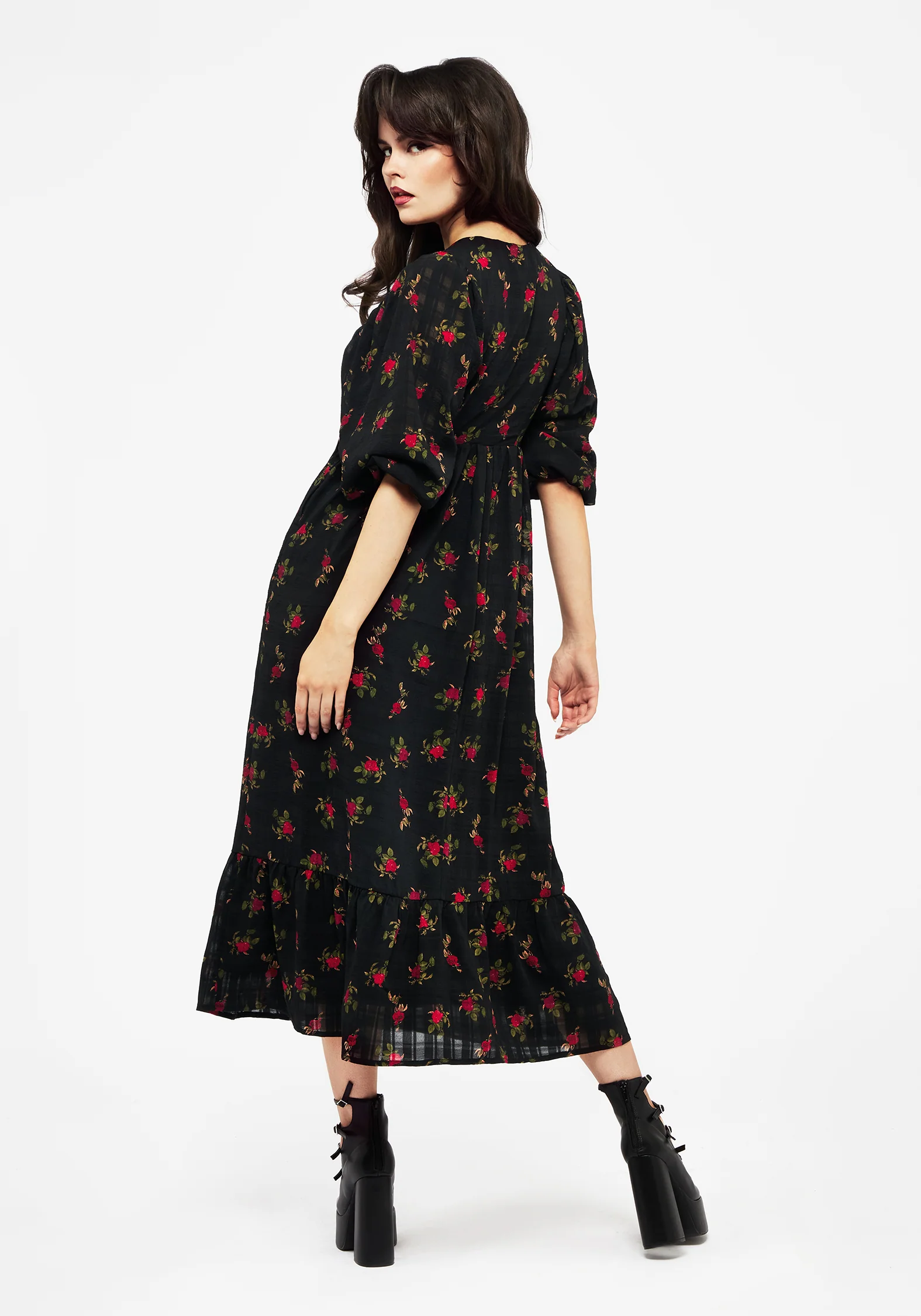 Darcey Floral Print Chiffon Midaxi Dress - Image 3