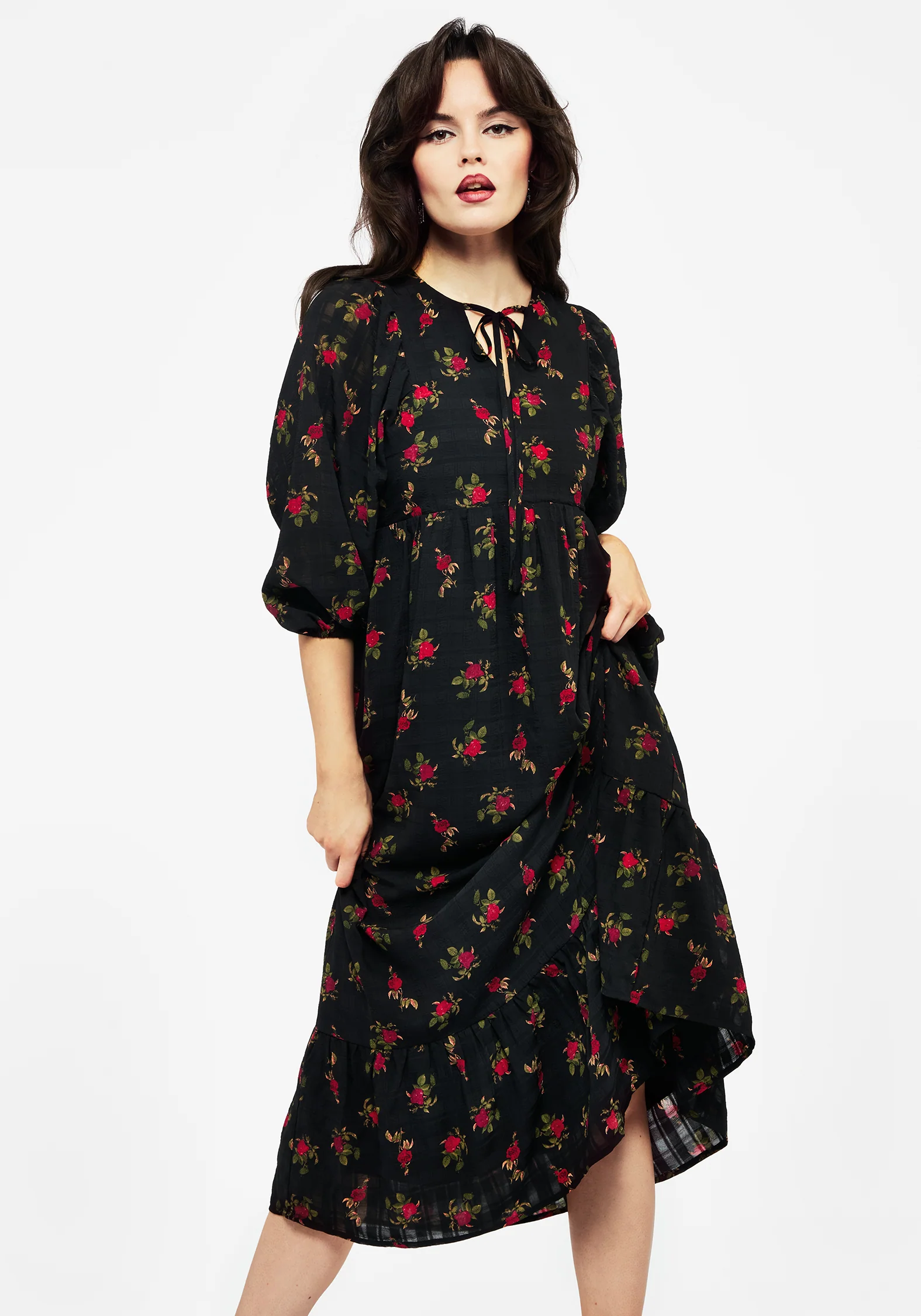 Darcey Floral Print Chiffon Midaxi Dress - Image 4