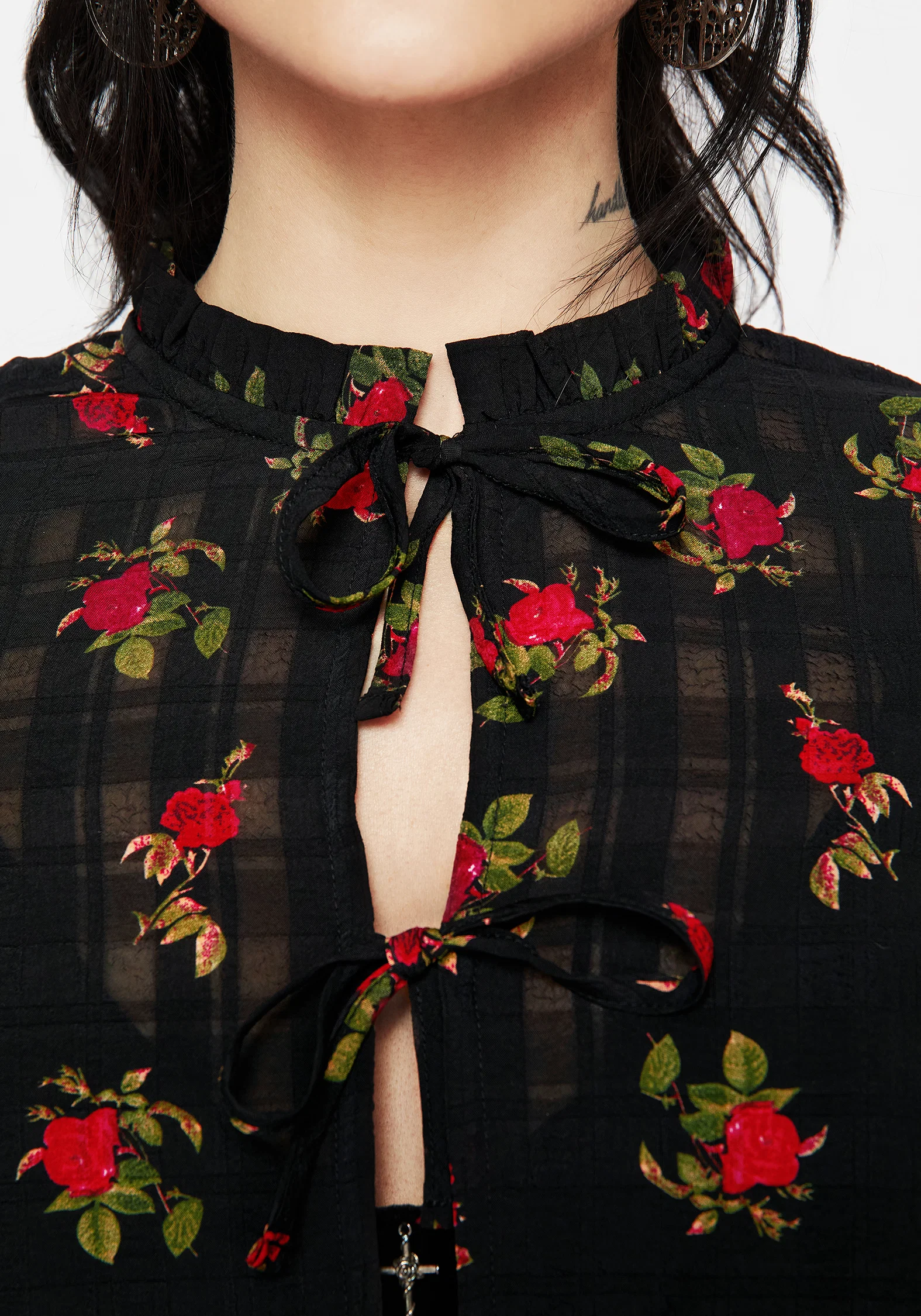 Darcey Floral Print Chiffon Tie-Front Blouse - Image 2