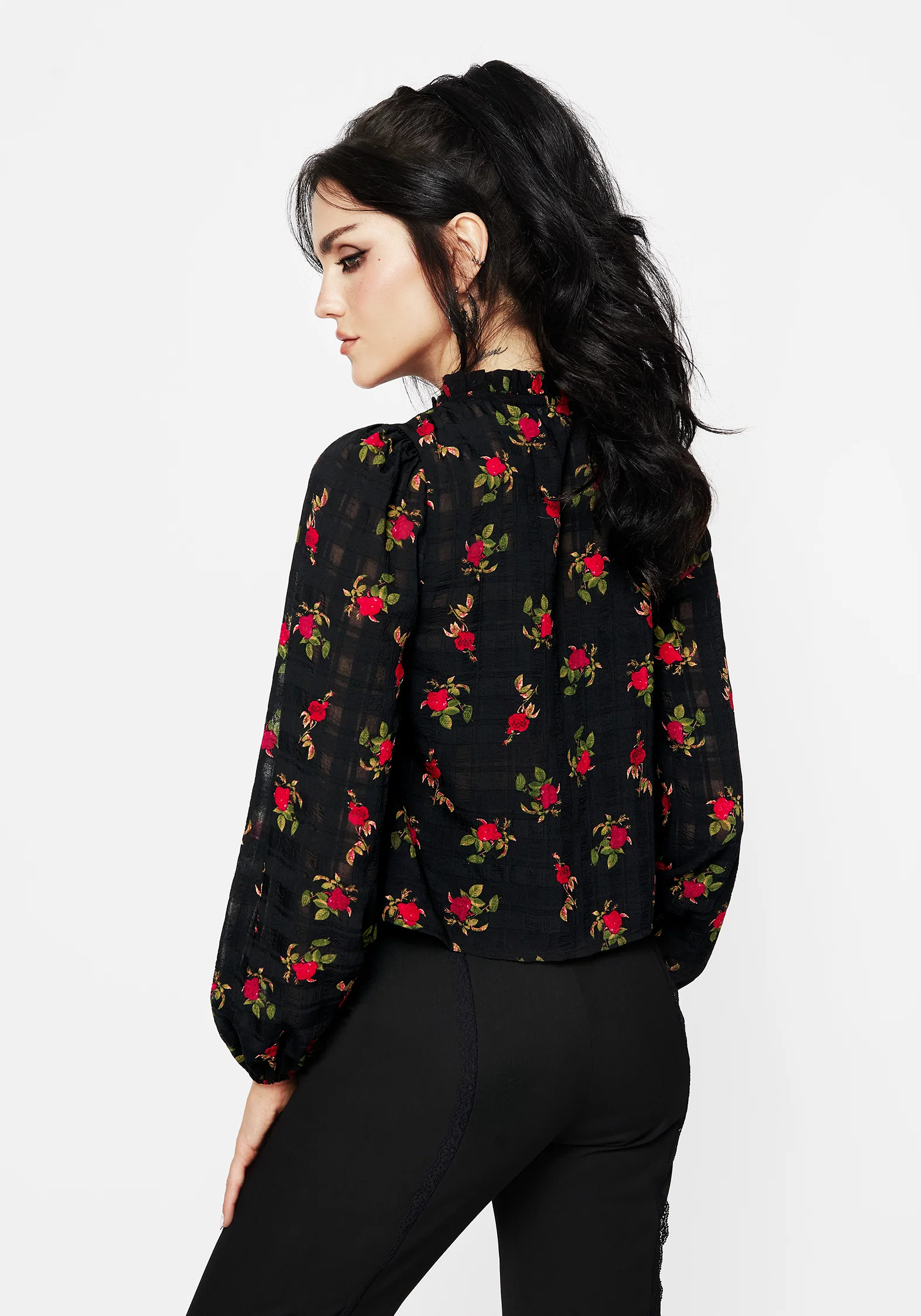 Darcey Floral Print Chiffon Tie-Front Blouse - Image 3