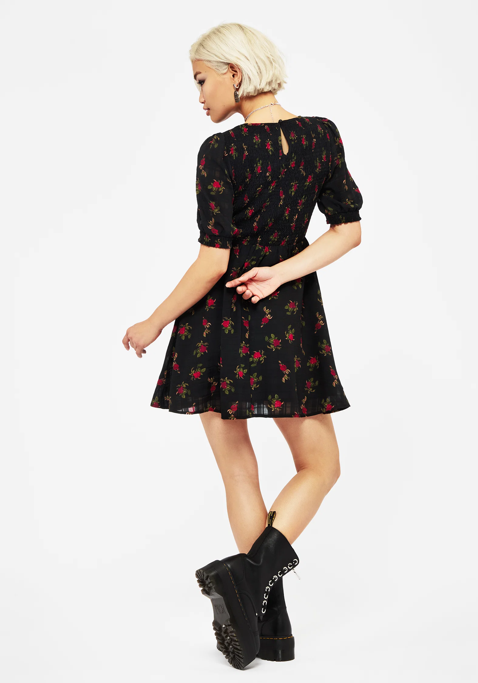 Darcey Floral Print Mini Dress - Image 7