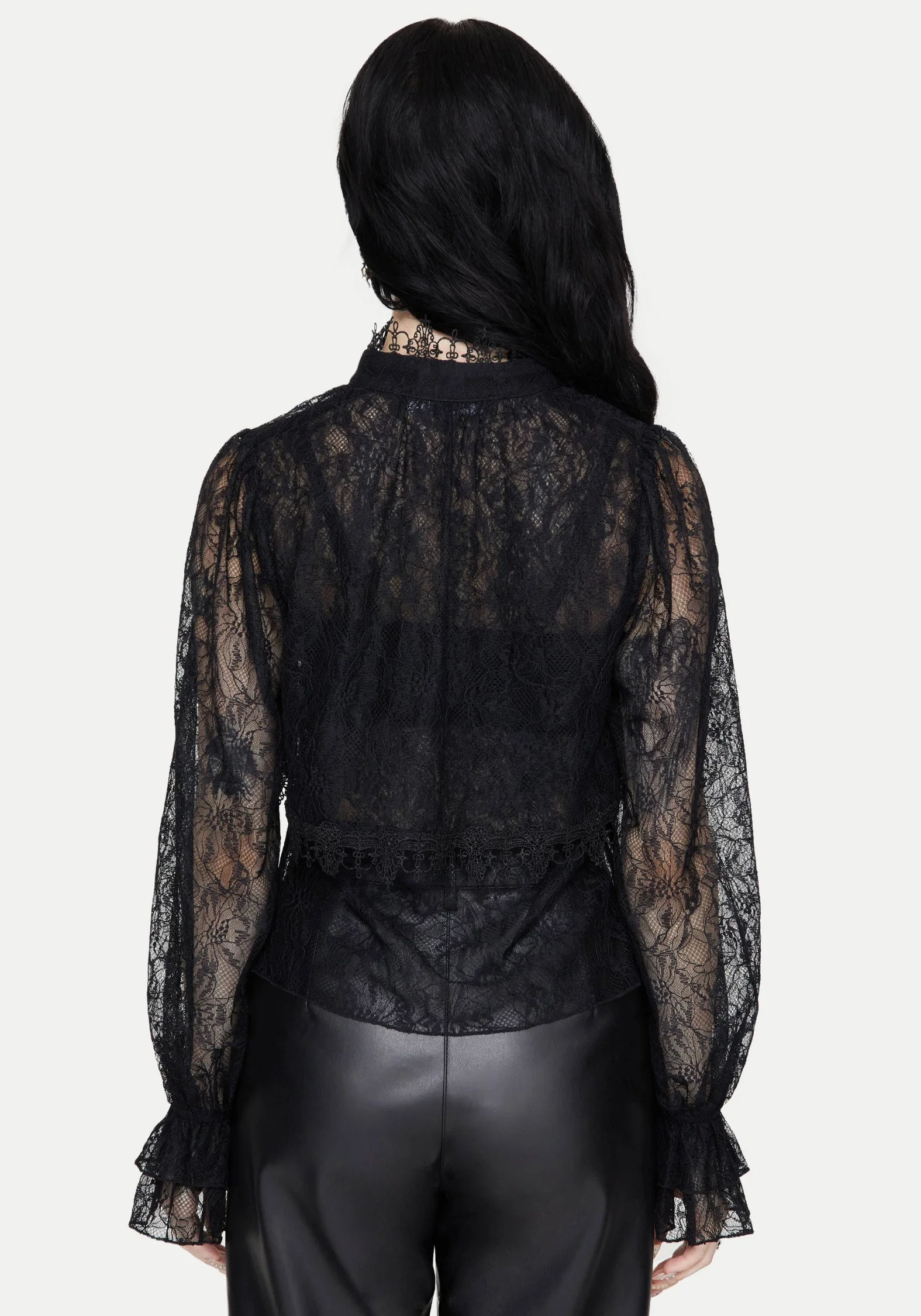 Darkwave Tie Neck Lace Blouse - Image 3