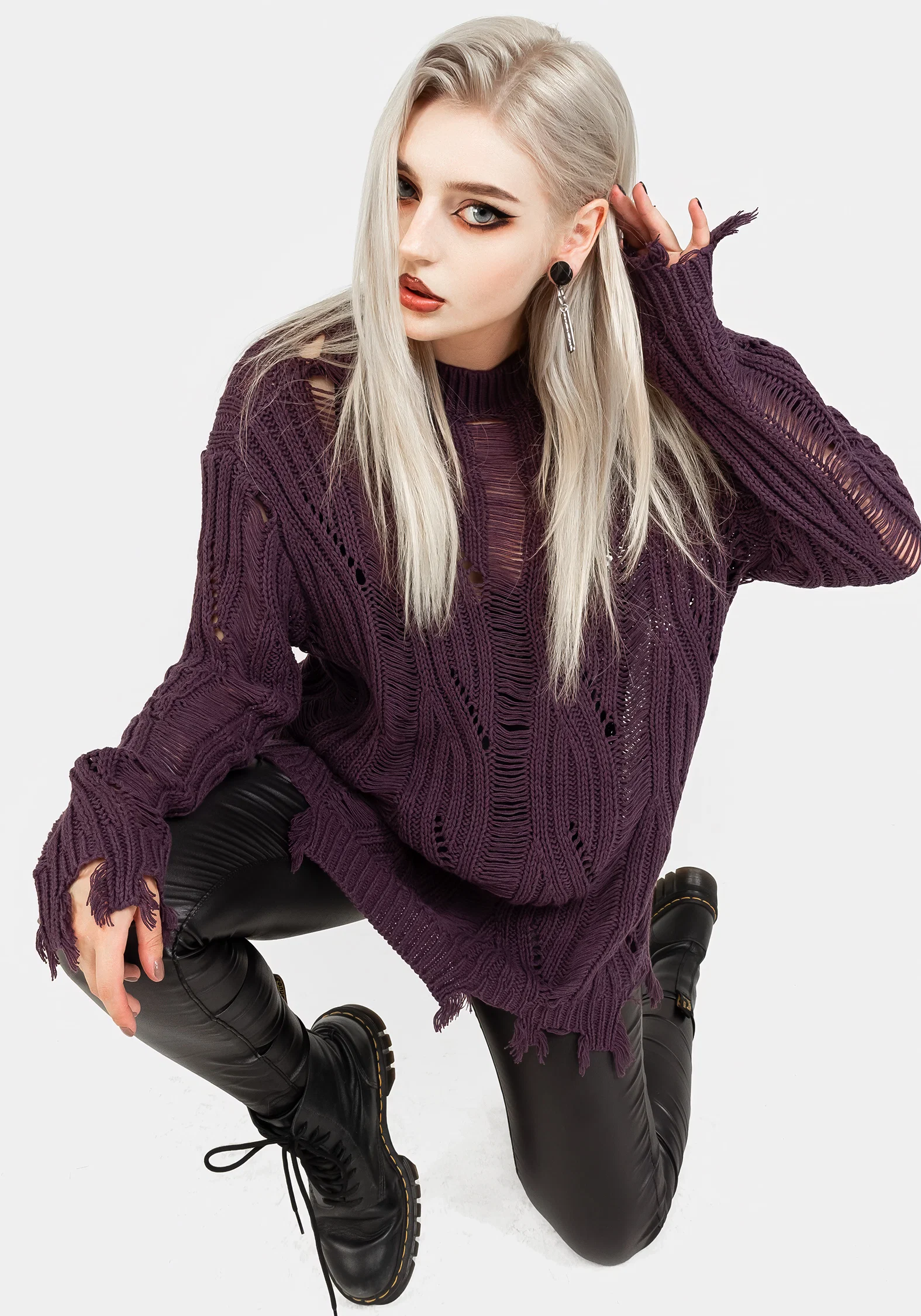Dayglo Relaxed Knit Jumper In Lavender Mist - Image 4