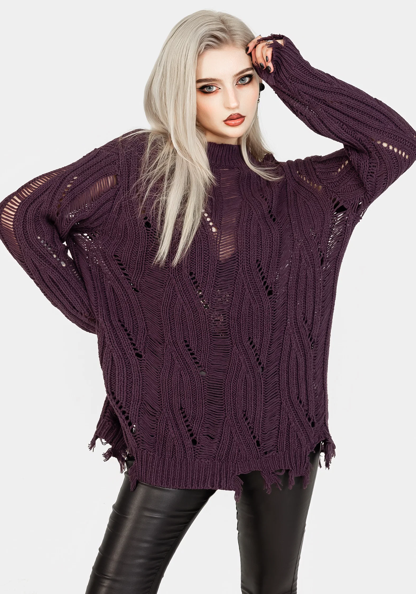 Dayglo Relaxed Knit Jumper In Lavender Mist - Image 7