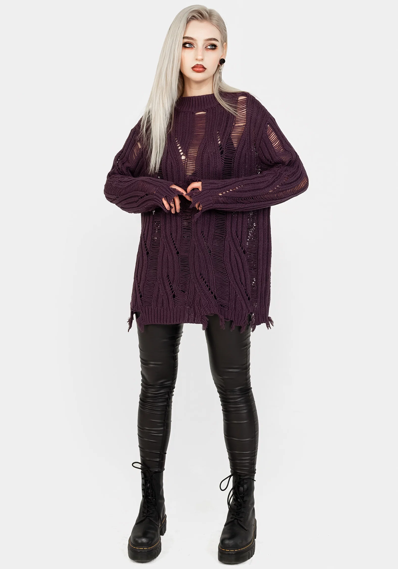 Dayglo Relaxed Knit Jumper In Lavender Mist - Image 8