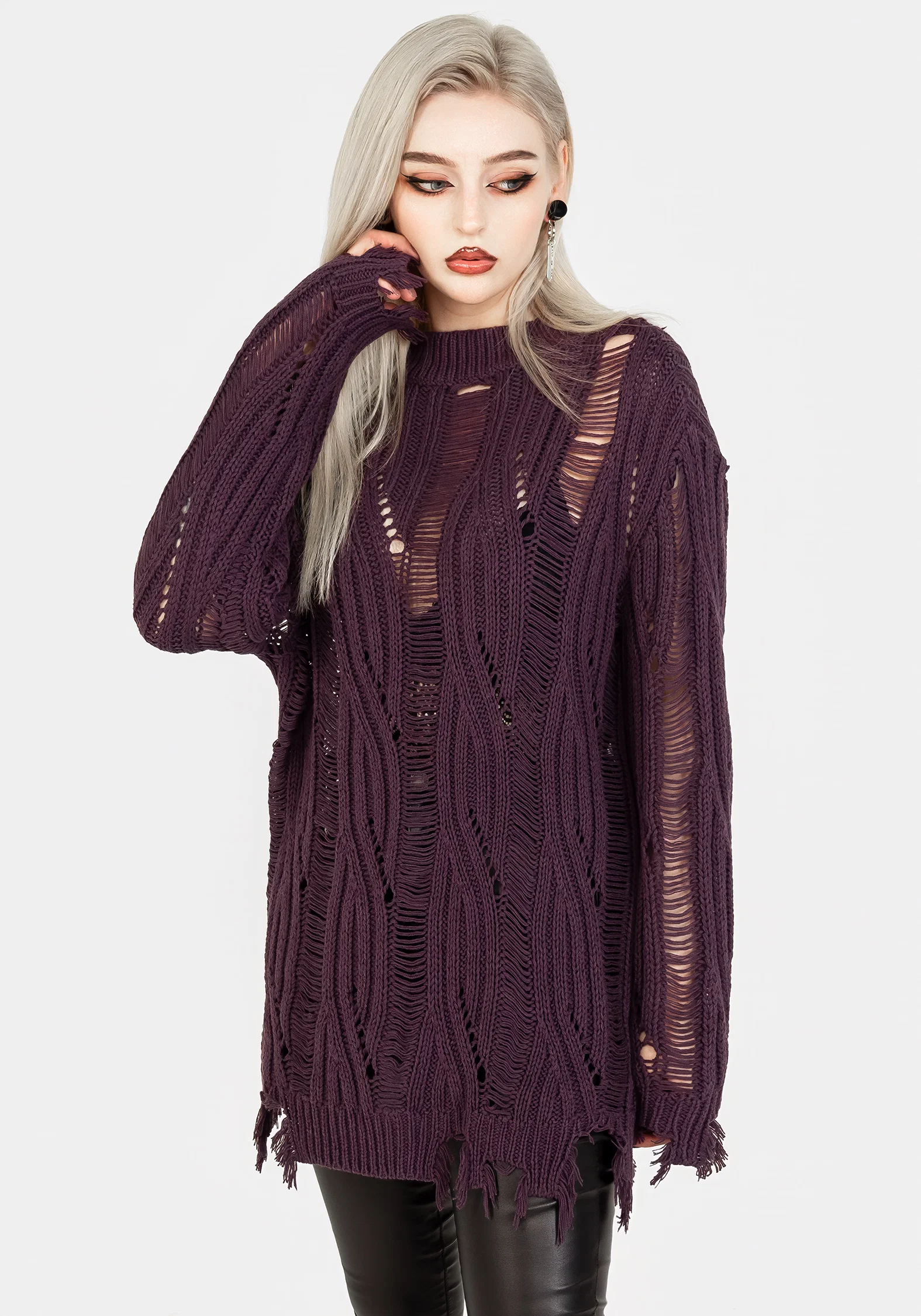 Dayglo Relaxed Knit Jumper In Lavender Mist - Image 9