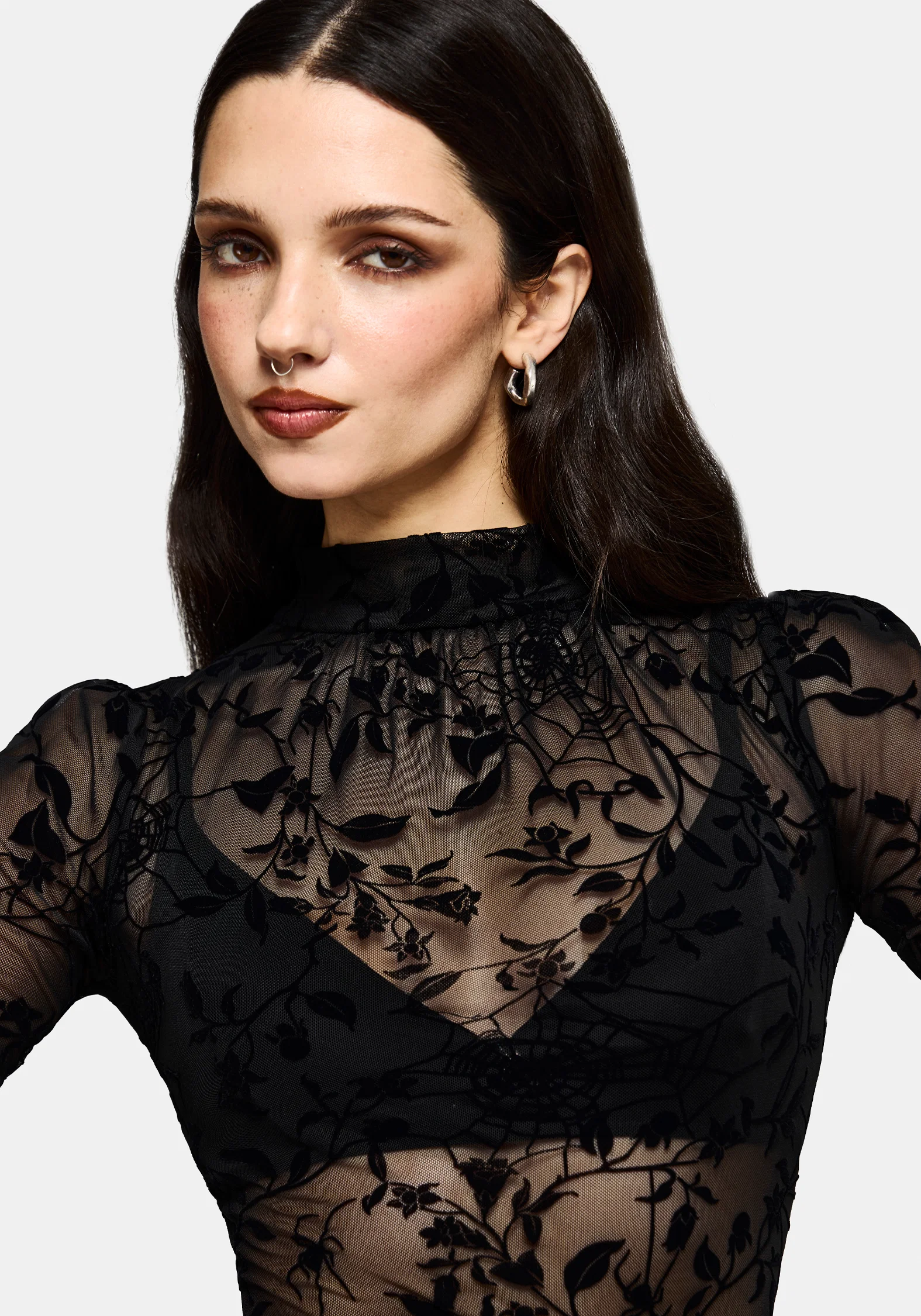 Deadly Nightshade Flocked Mesh Bodysuit - Image 6