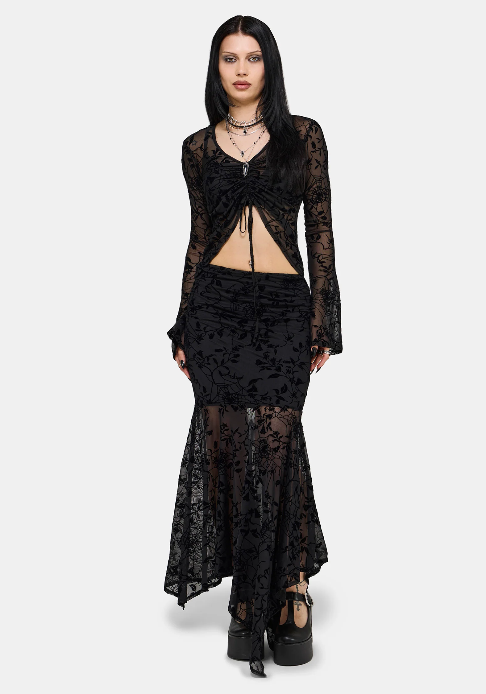 Deadly Nightshade Mesh Midi Skirt - Image 2