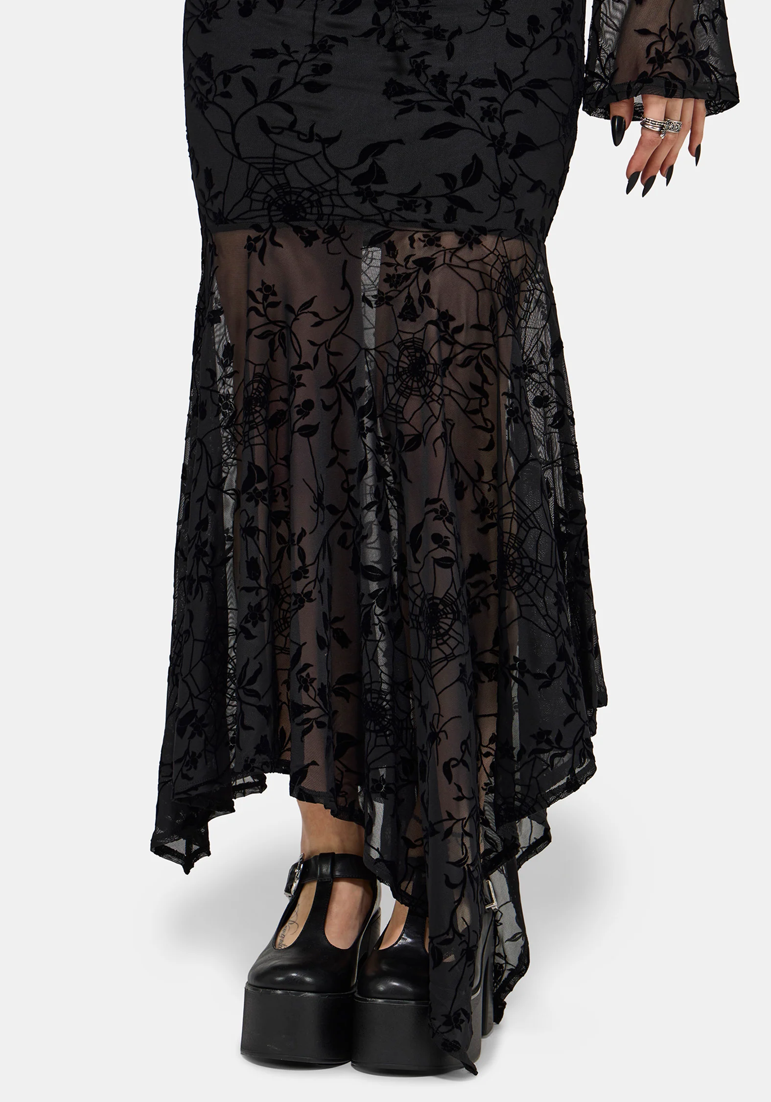 Deadly Nightshade Mesh Midi Skirt - Image 3