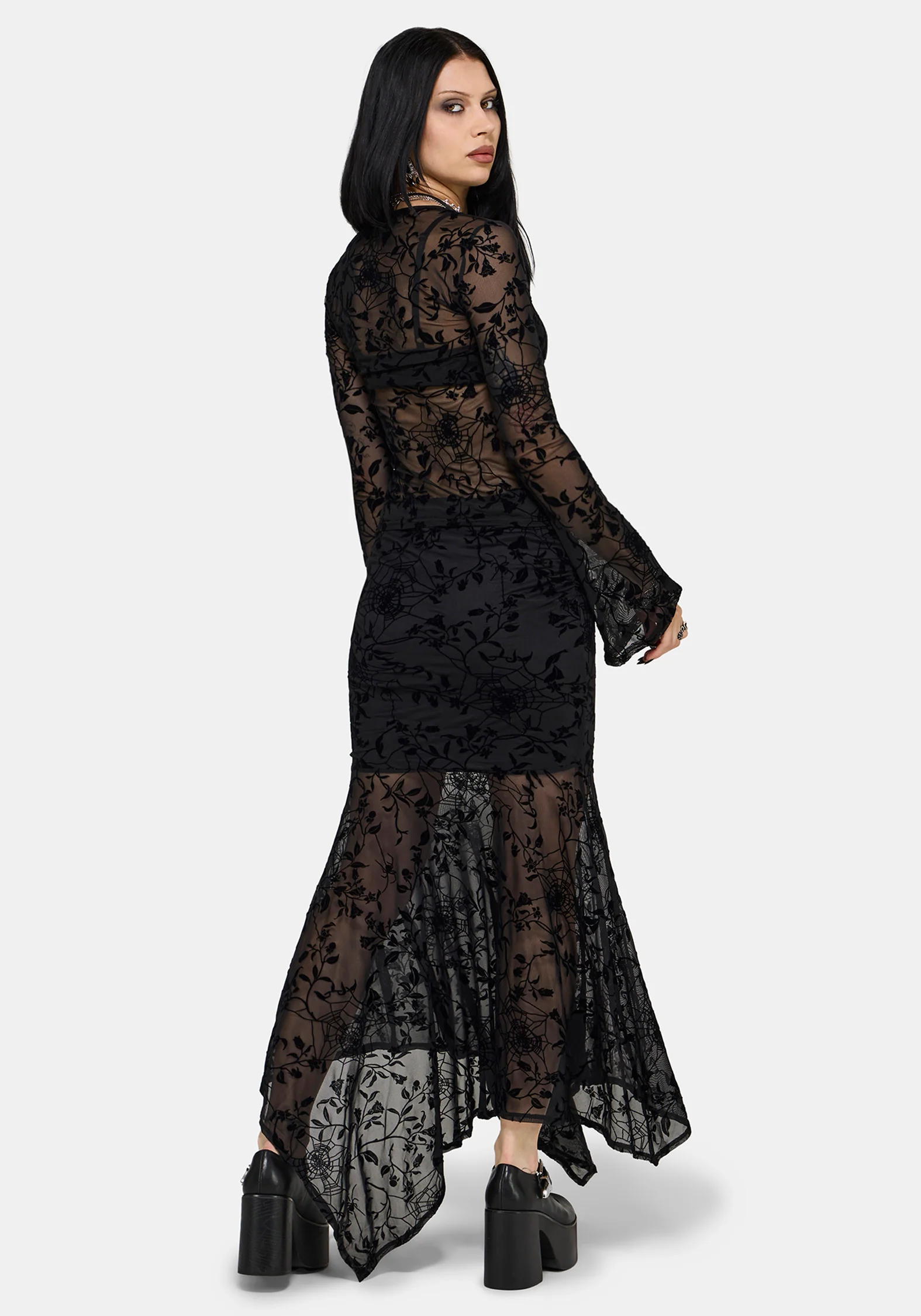 Deadly Nightshade Mesh Midi Skirt - Image 4