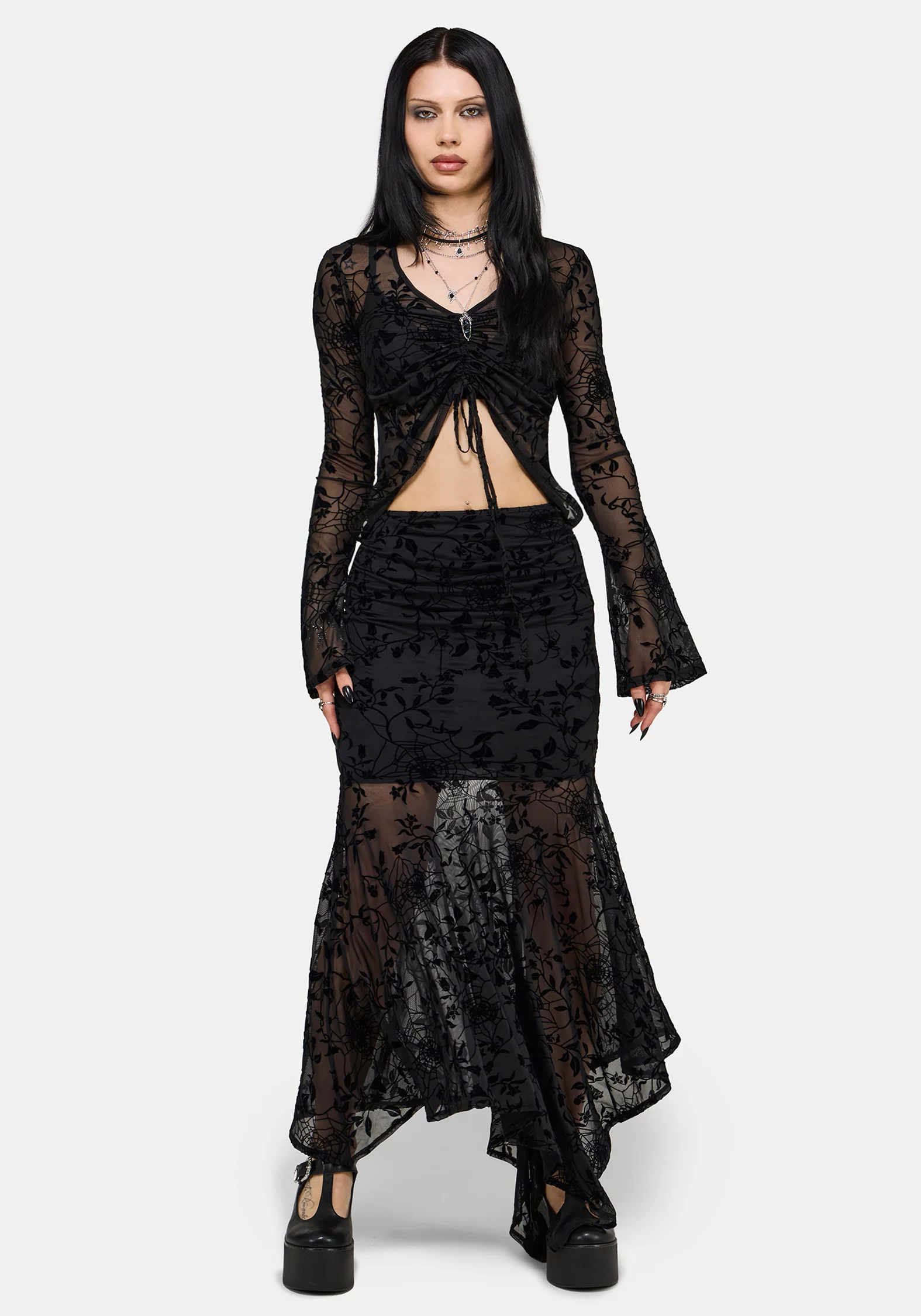 Deadly Nightshade Mesh Midi Skirt - Image 5