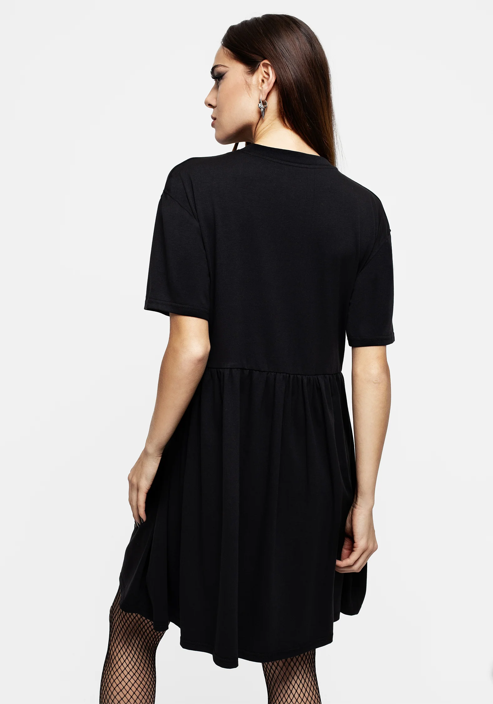 Death Conquers All Floral Skull Embroidered Mini Skater Dress - Image 3