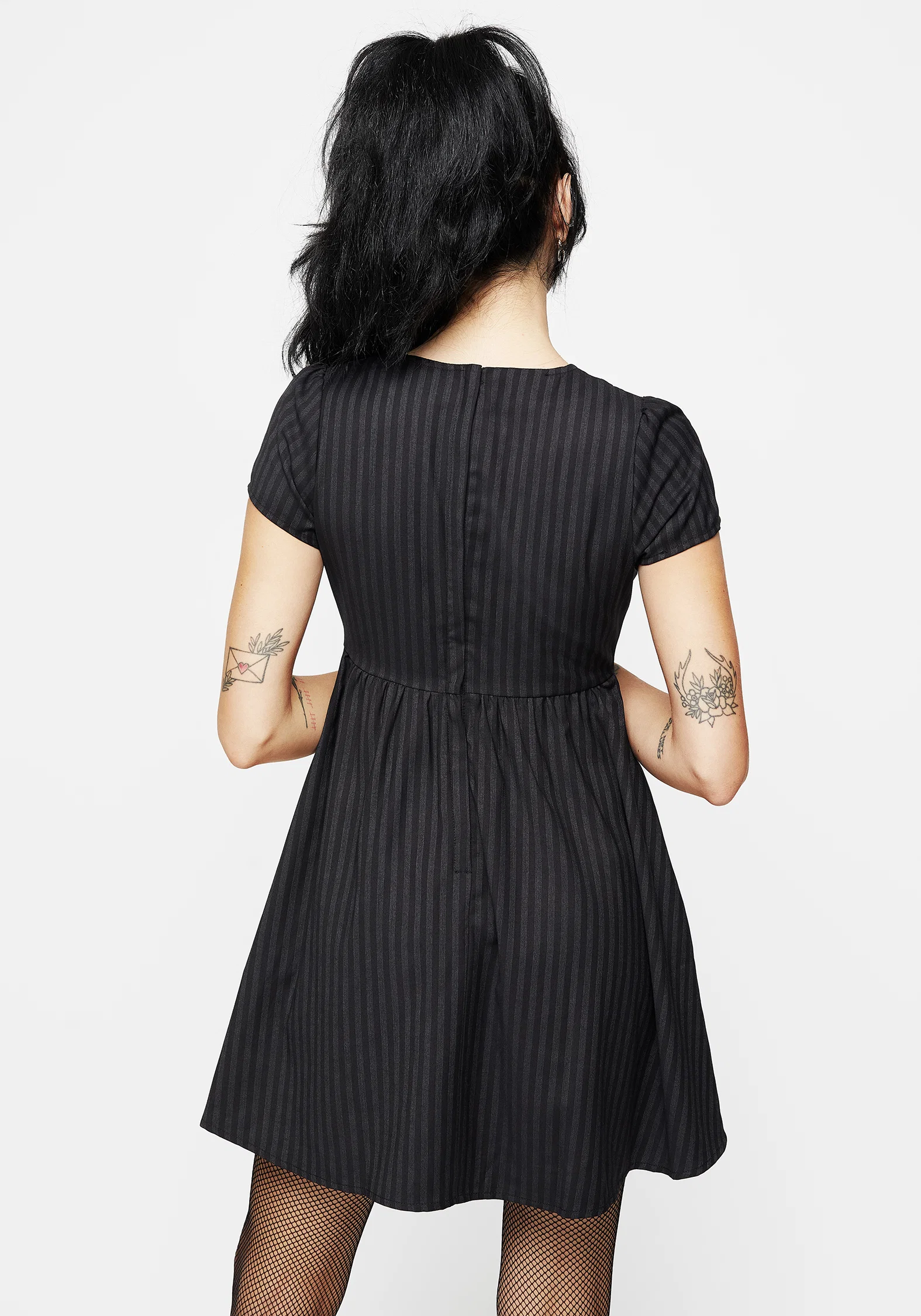 Deceased Embroidered Striped Mini Skater Dress - Image 3