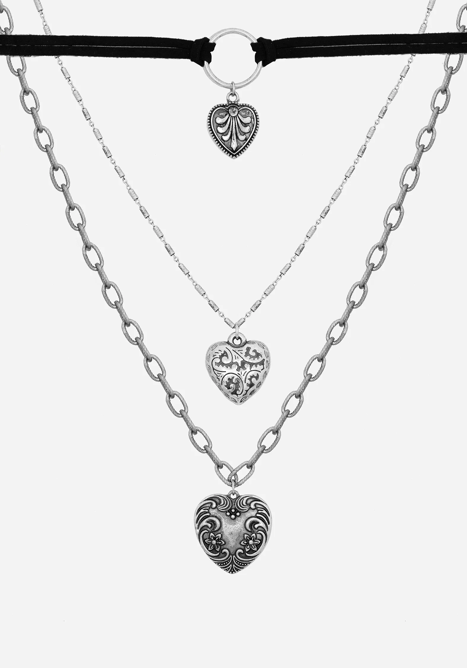 Deceiver Heart Layered Choker Necklace - Image 3