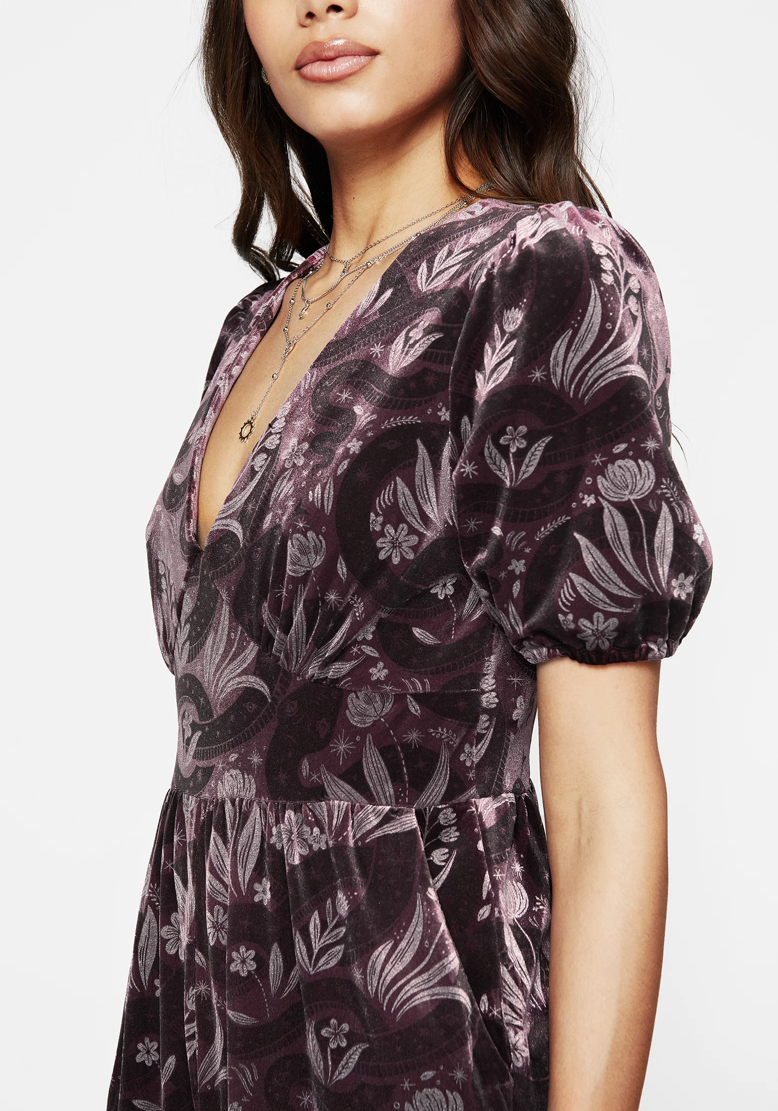 Deception Snake Foil Print Velour Jumpsuit - Image 2