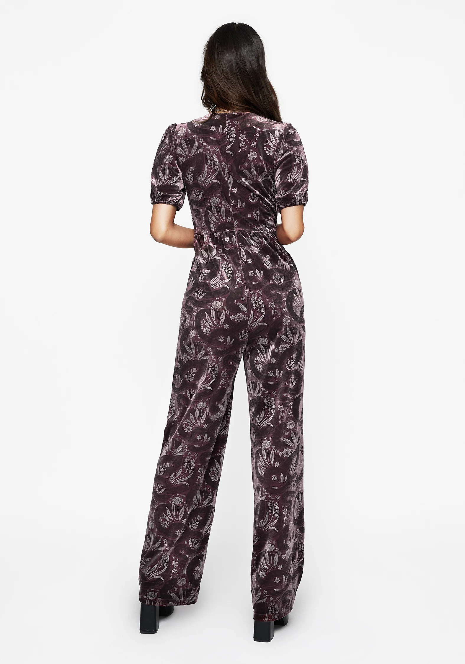 Deception Snake Foil Print Velour Jumpsuit - Image 3