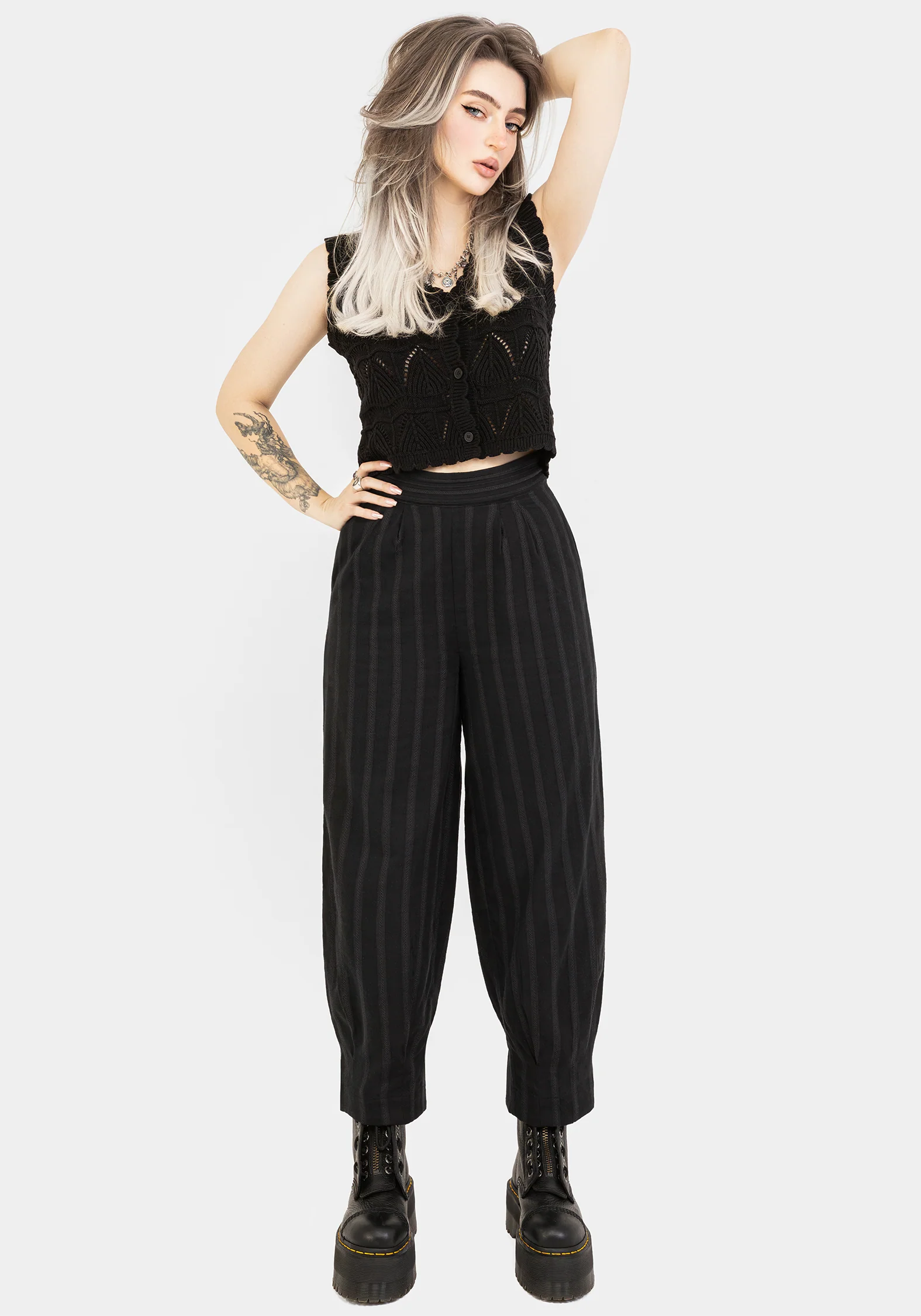 Delores Striped Cotton Balloon Trousers - Image 8