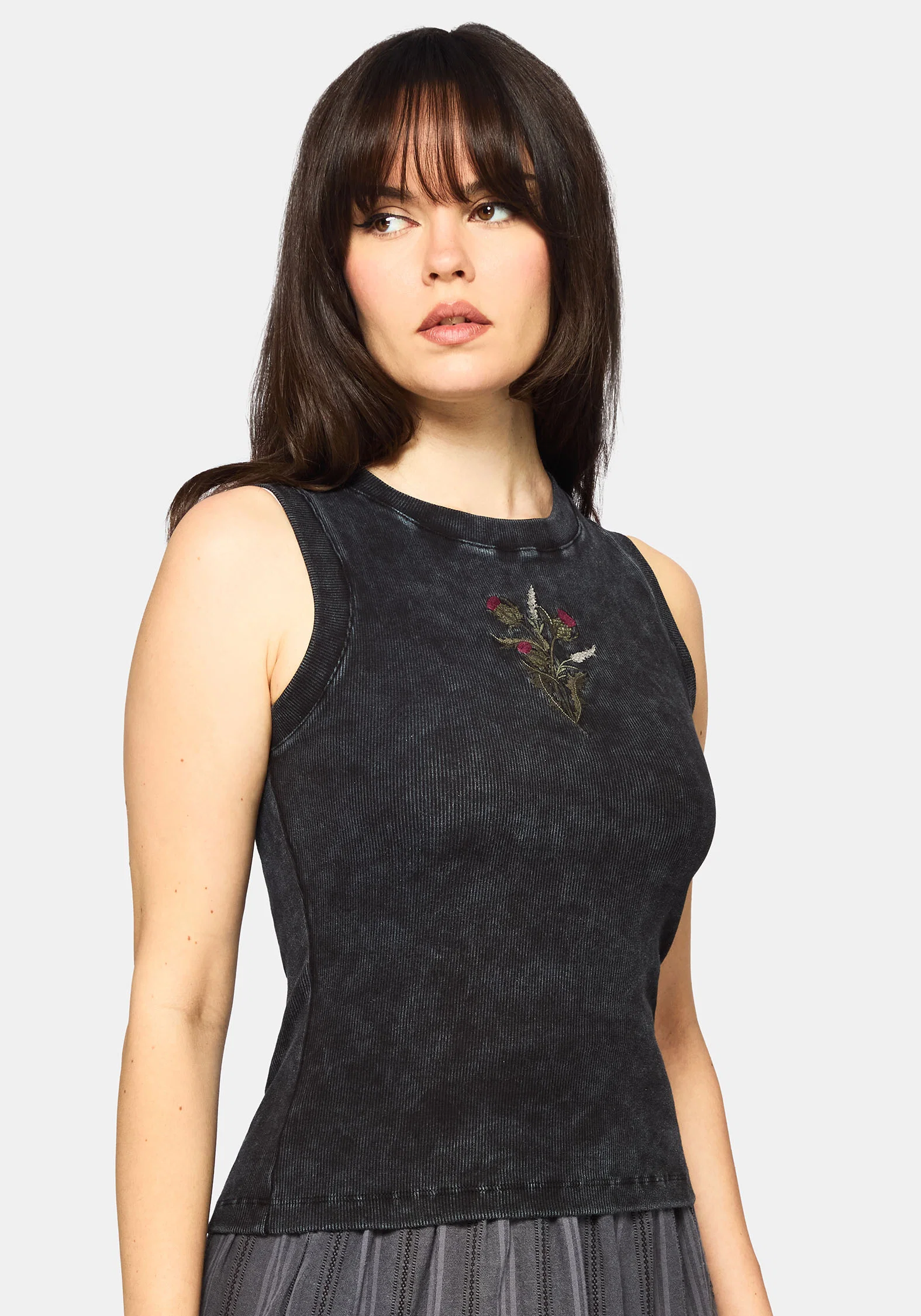 Despair Cotton Embroidered  Washed Jersey Tank Top - Image 6