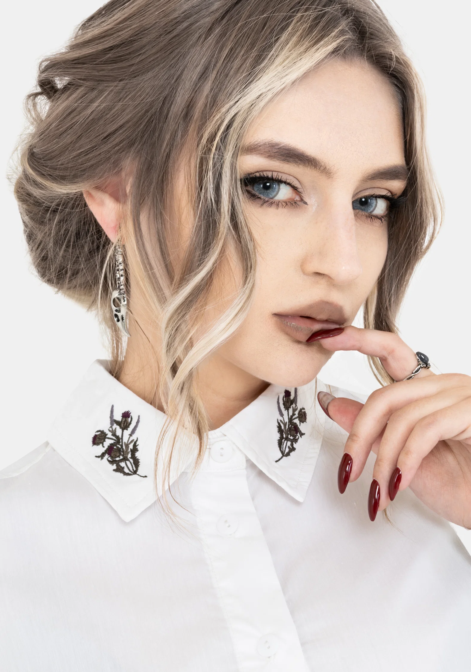 Despair Cotton Thistle Embroidered Button Up Shirt - Image 2
