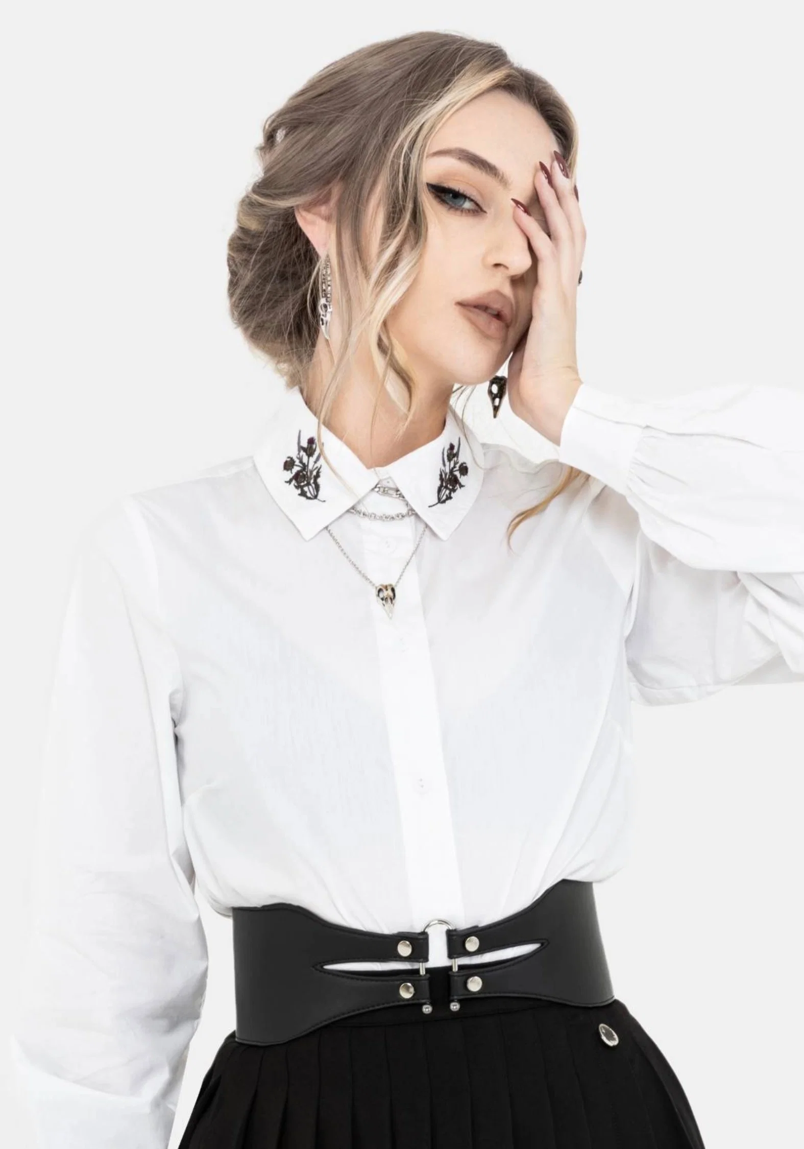 Despair Cotton Thistle Embroidered Button Up Shirt - Image 4