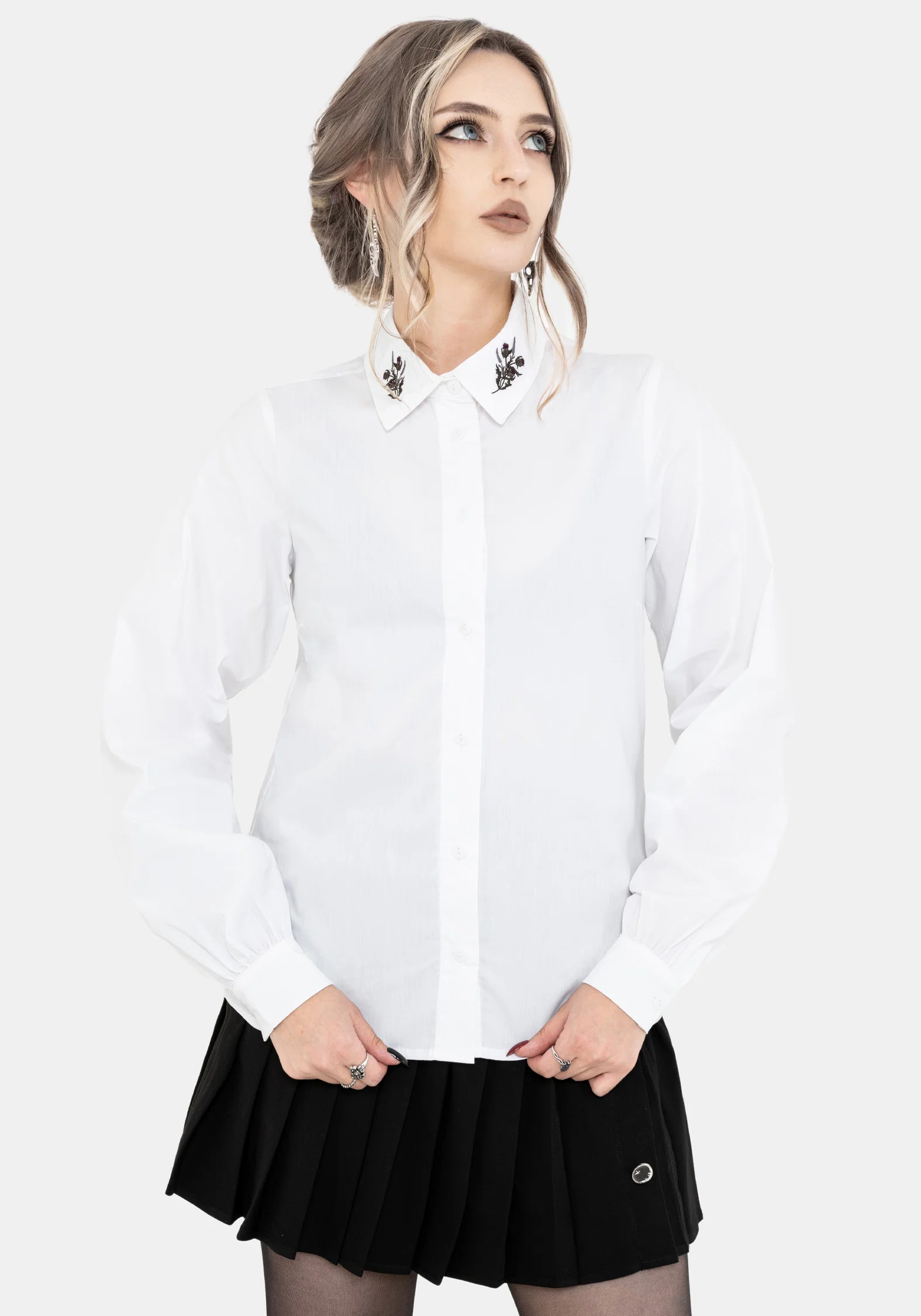 Despair Cotton Thistle Embroidered Button Up Shirt - Image 5