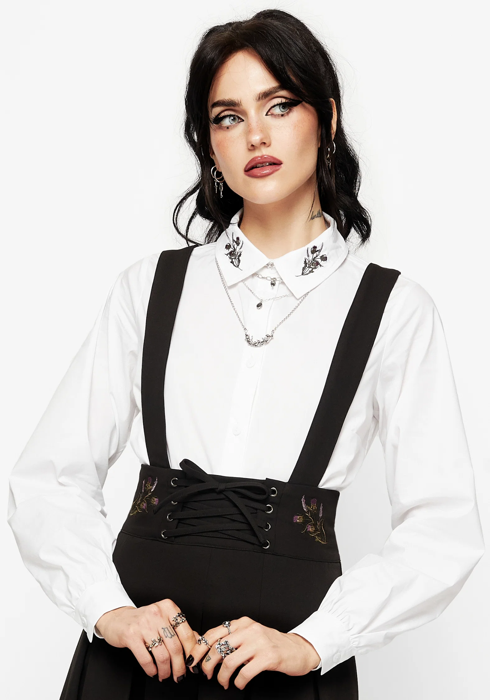 Despair Cotton Thistle Embroidered Button Up Shirt - Image 7