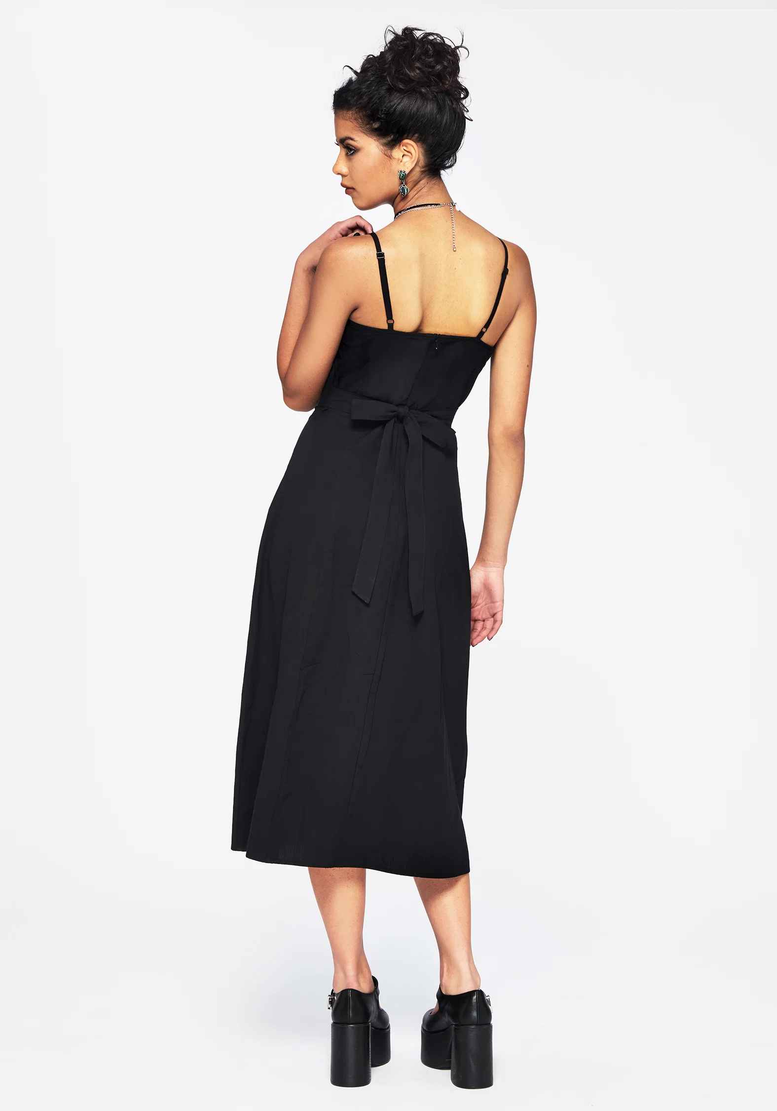 Despair Cotton Thistle Embroidered Cami Tie Back Midi Dress - Image 3