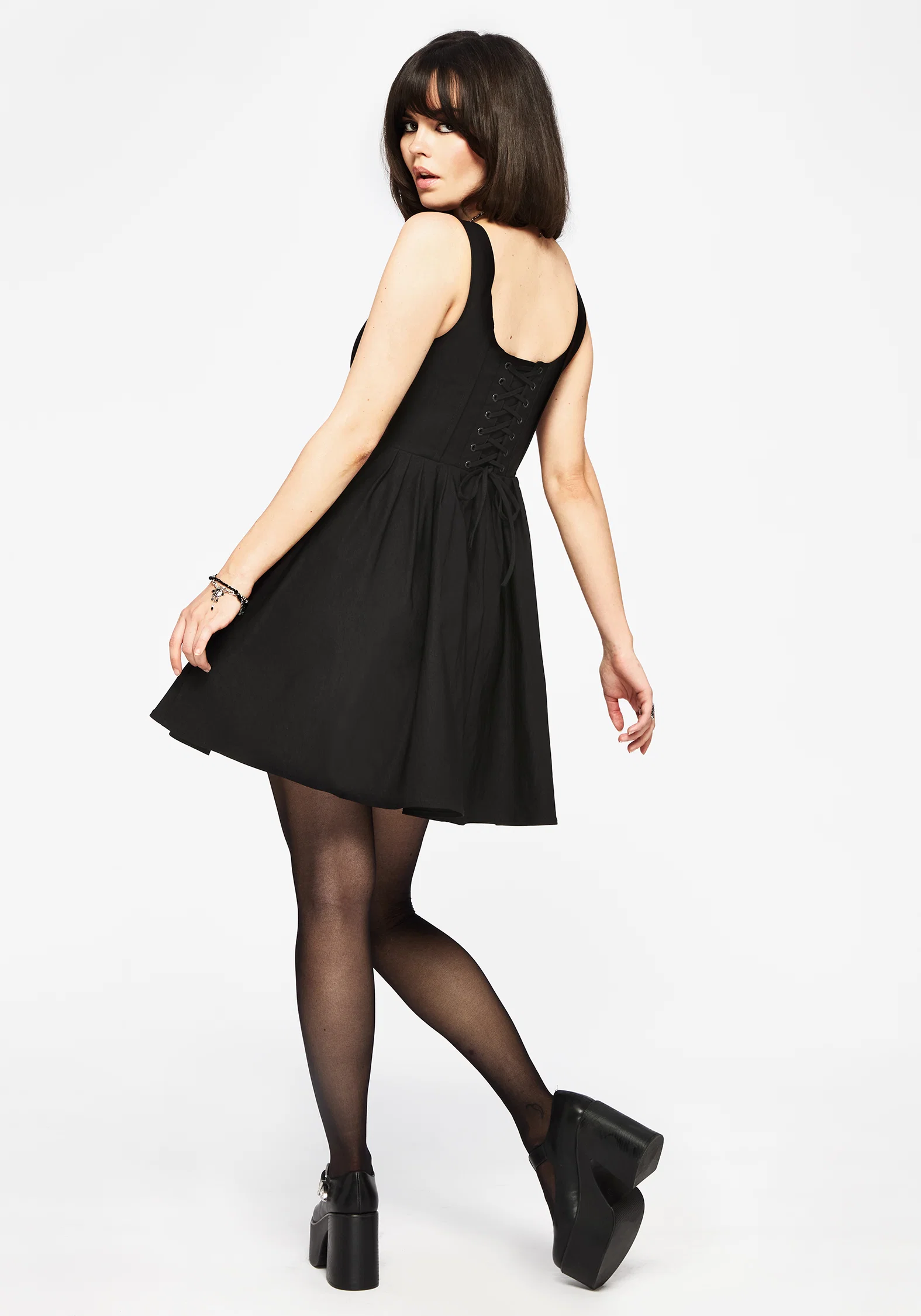 Despair Thistle Embroidered Corset Bodice Pleated Mini Dress - Image 3