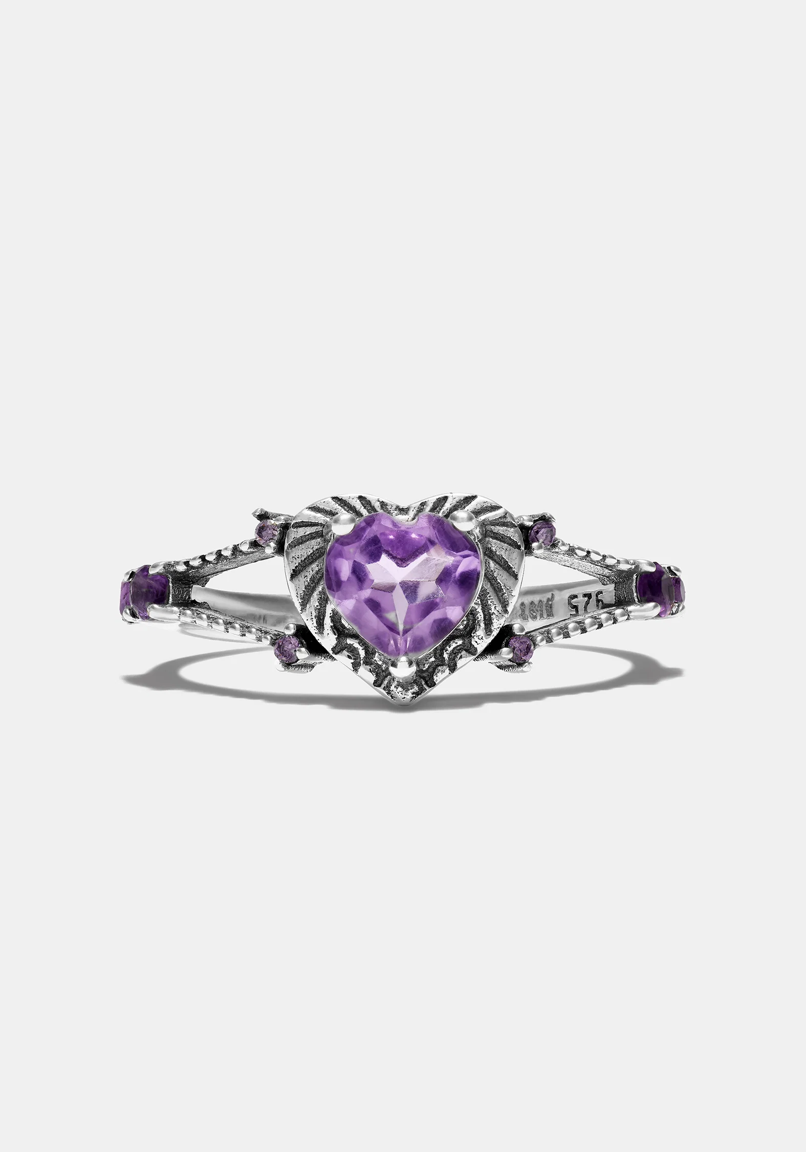 Devotion Sterling Silver Amethyst Heart Ring - Image 3
