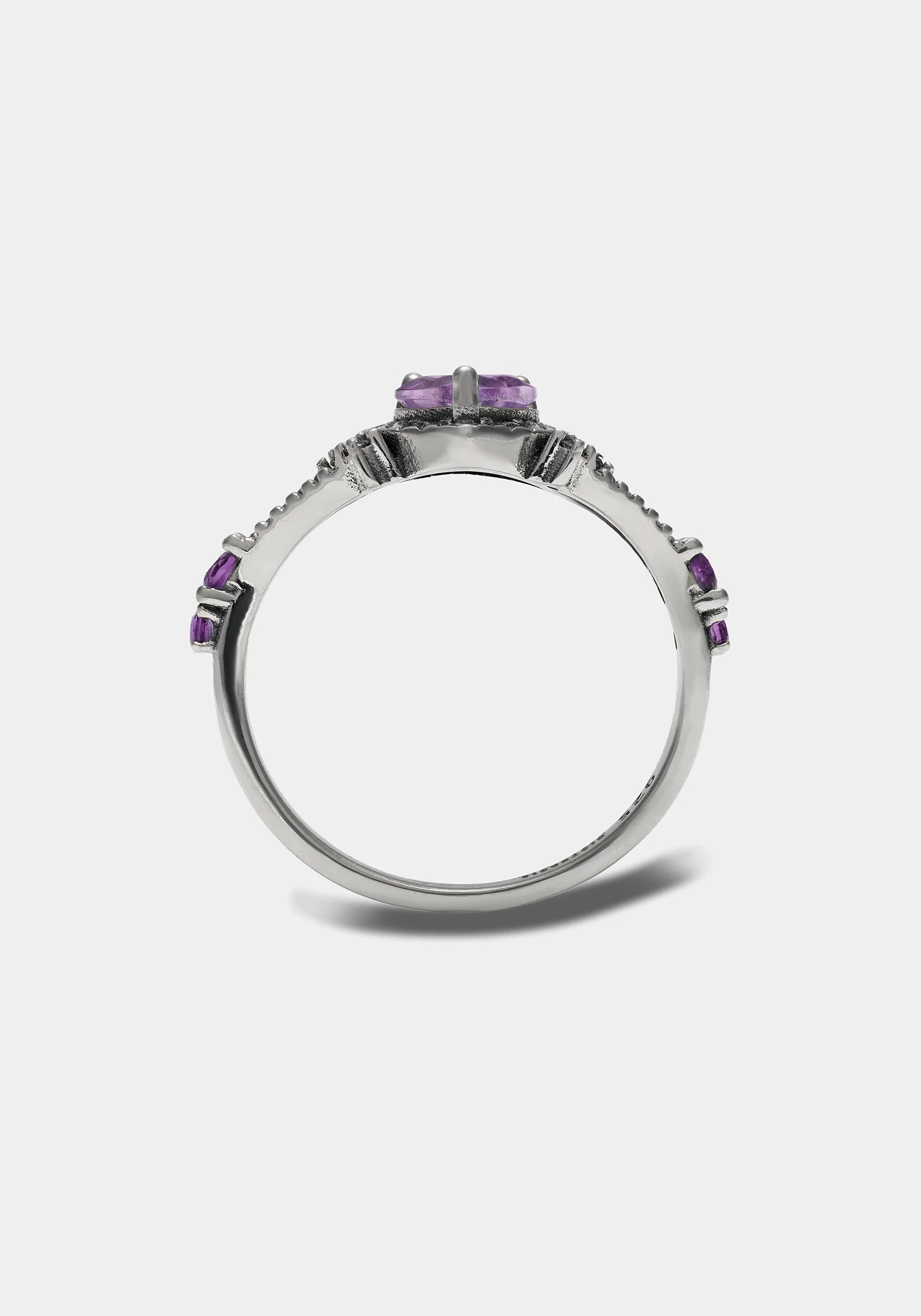 Devotion Sterling Silver Amethyst Heart Ring - Image 4