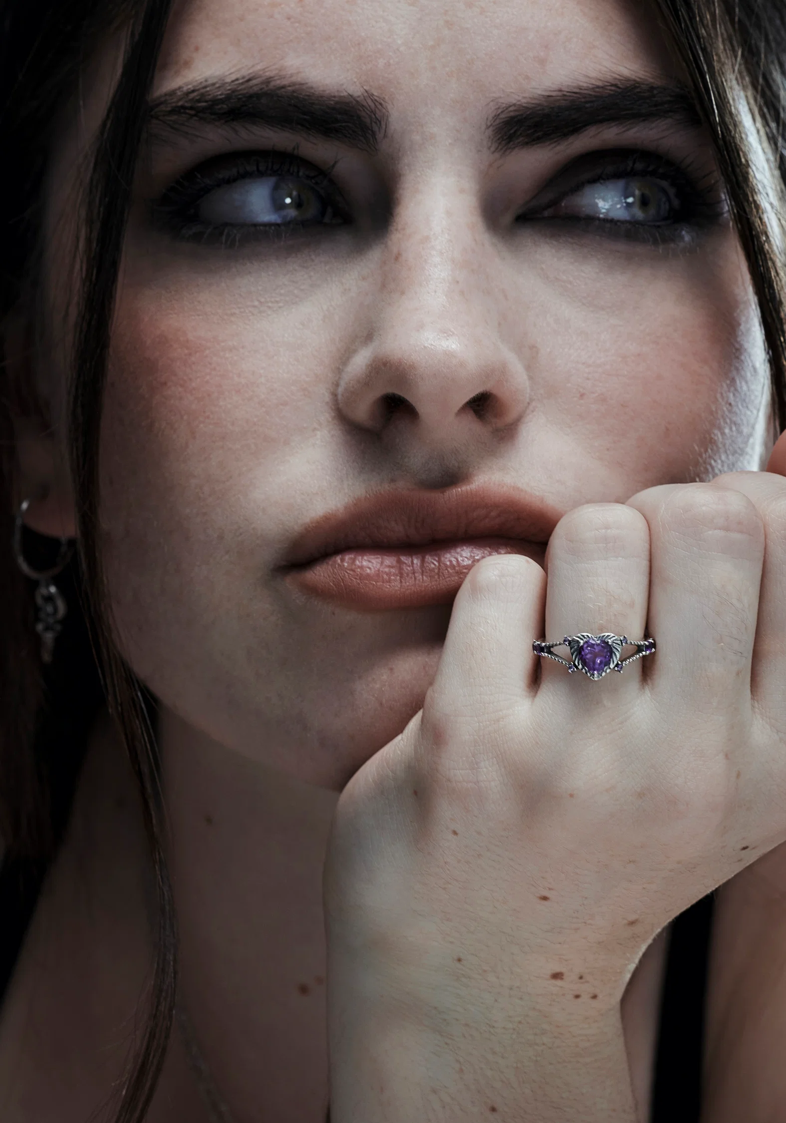 Devotion Sterling Silver Amethyst Heart Ring - Image 5