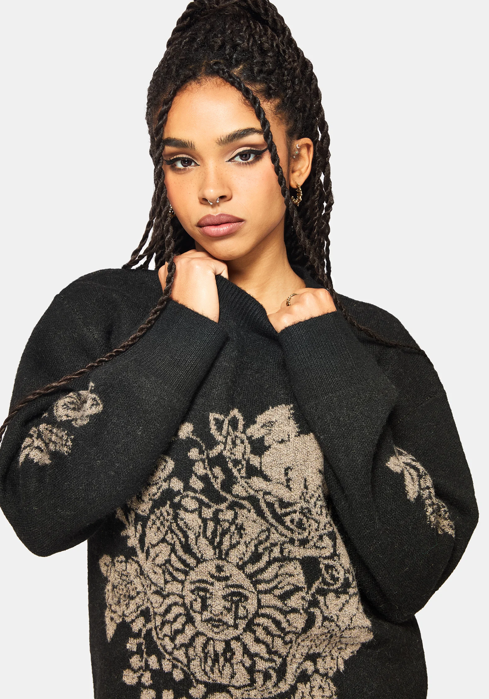 Dia Fringe Hem Jacquard Knit Jumper - Image 2