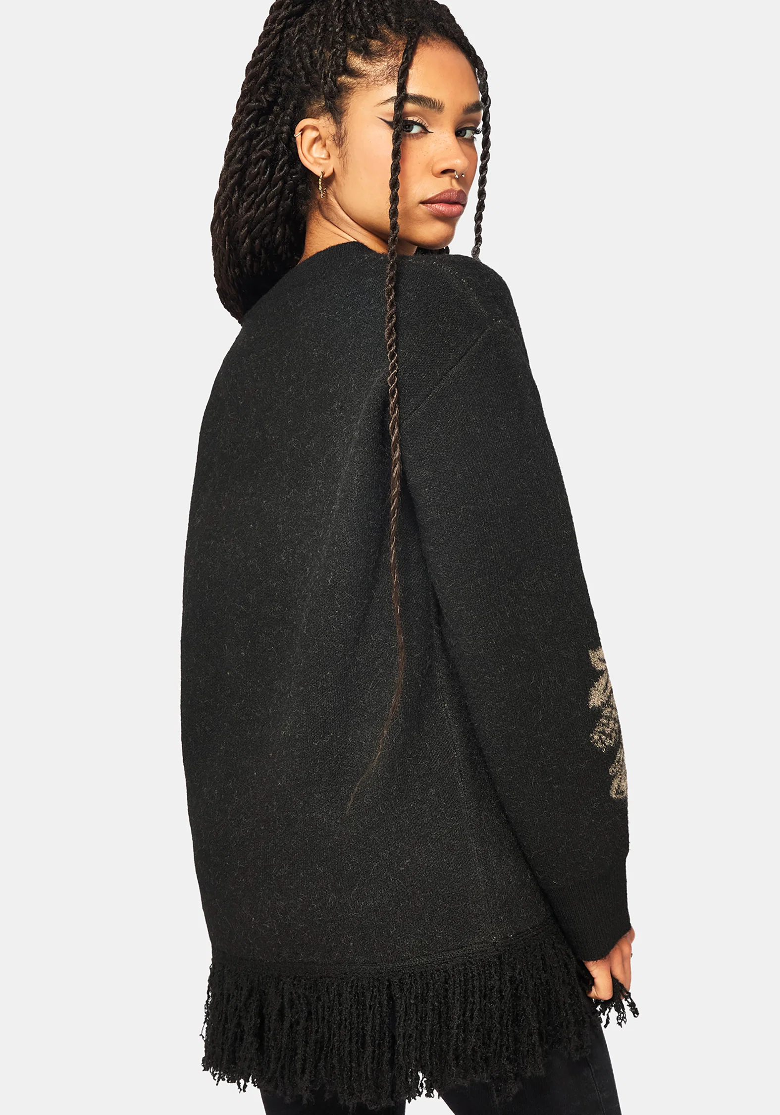 Dia Fringe Hem Jacquard Knit Jumper - Image 3