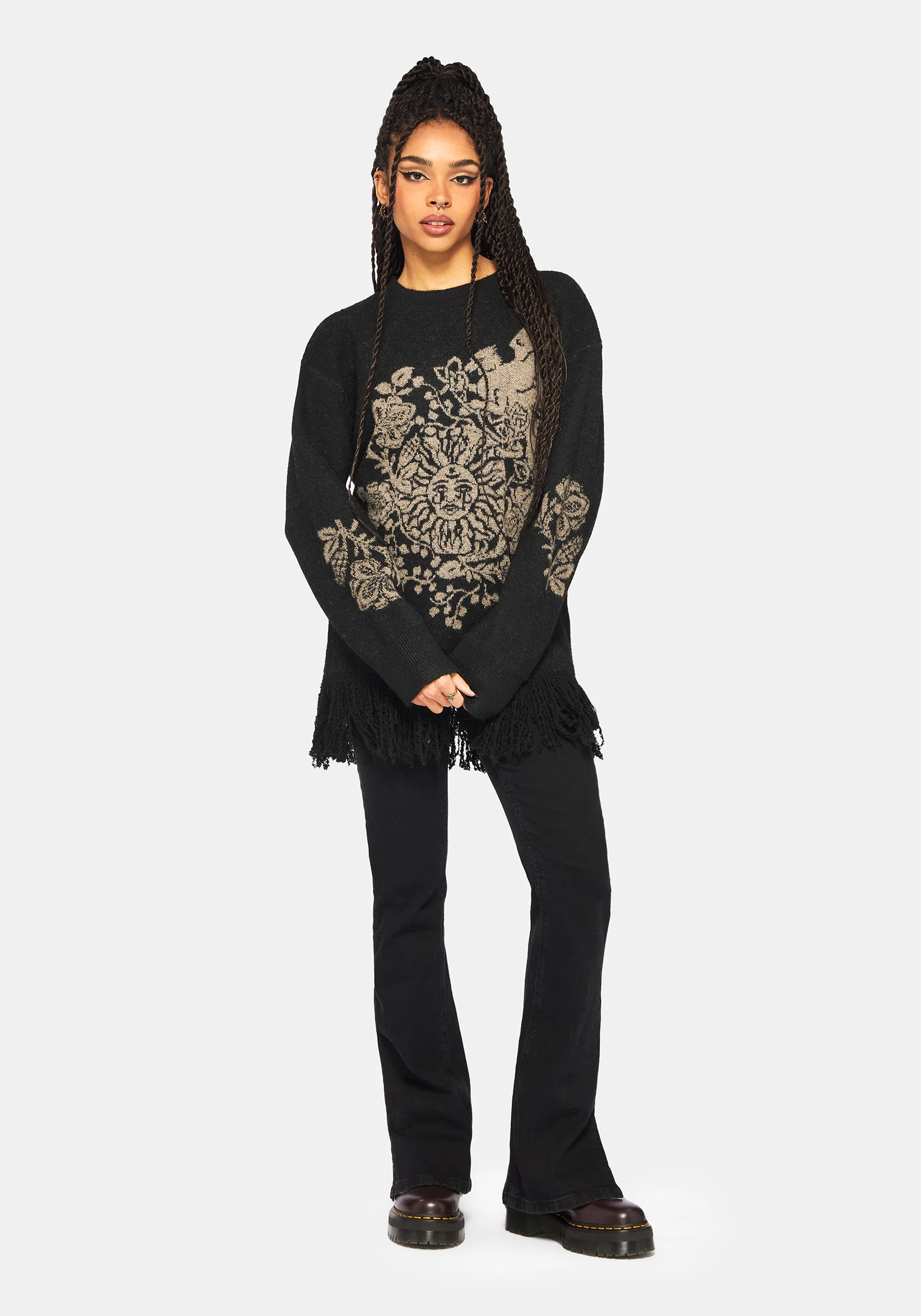 Dia Fringe Hem Jacquard Knit Jumper - Image 5