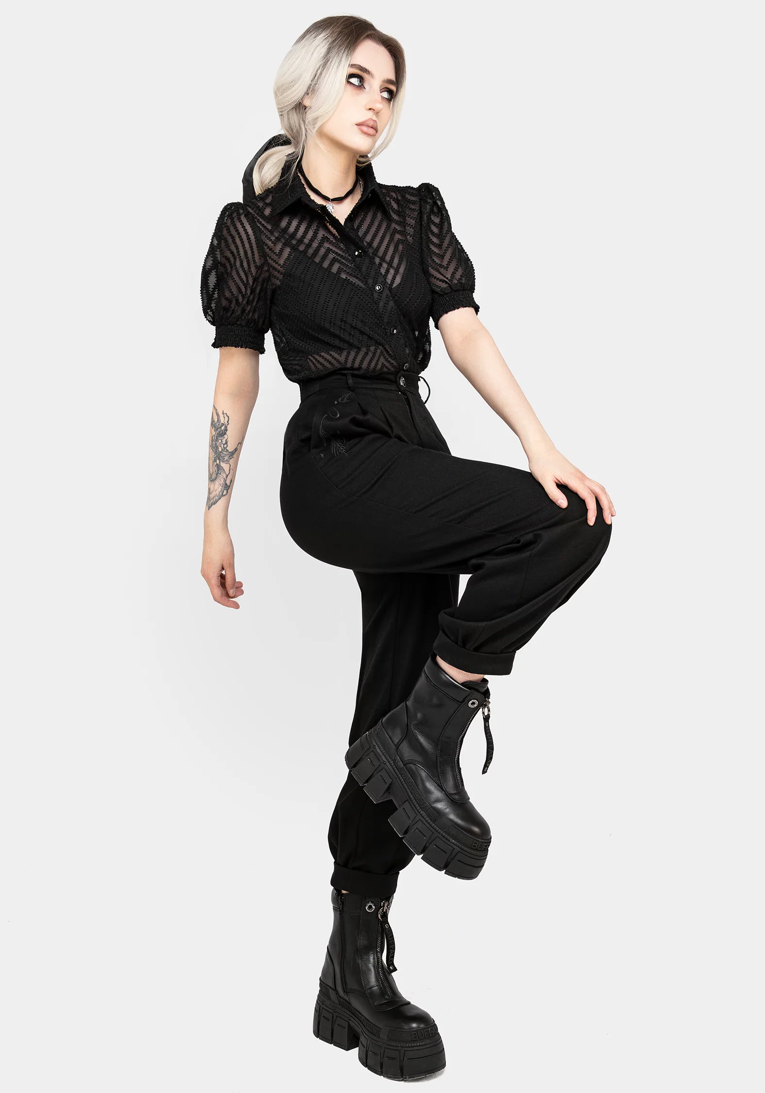 Dianne Embroidered Balloon Trousers - Black - Image 6