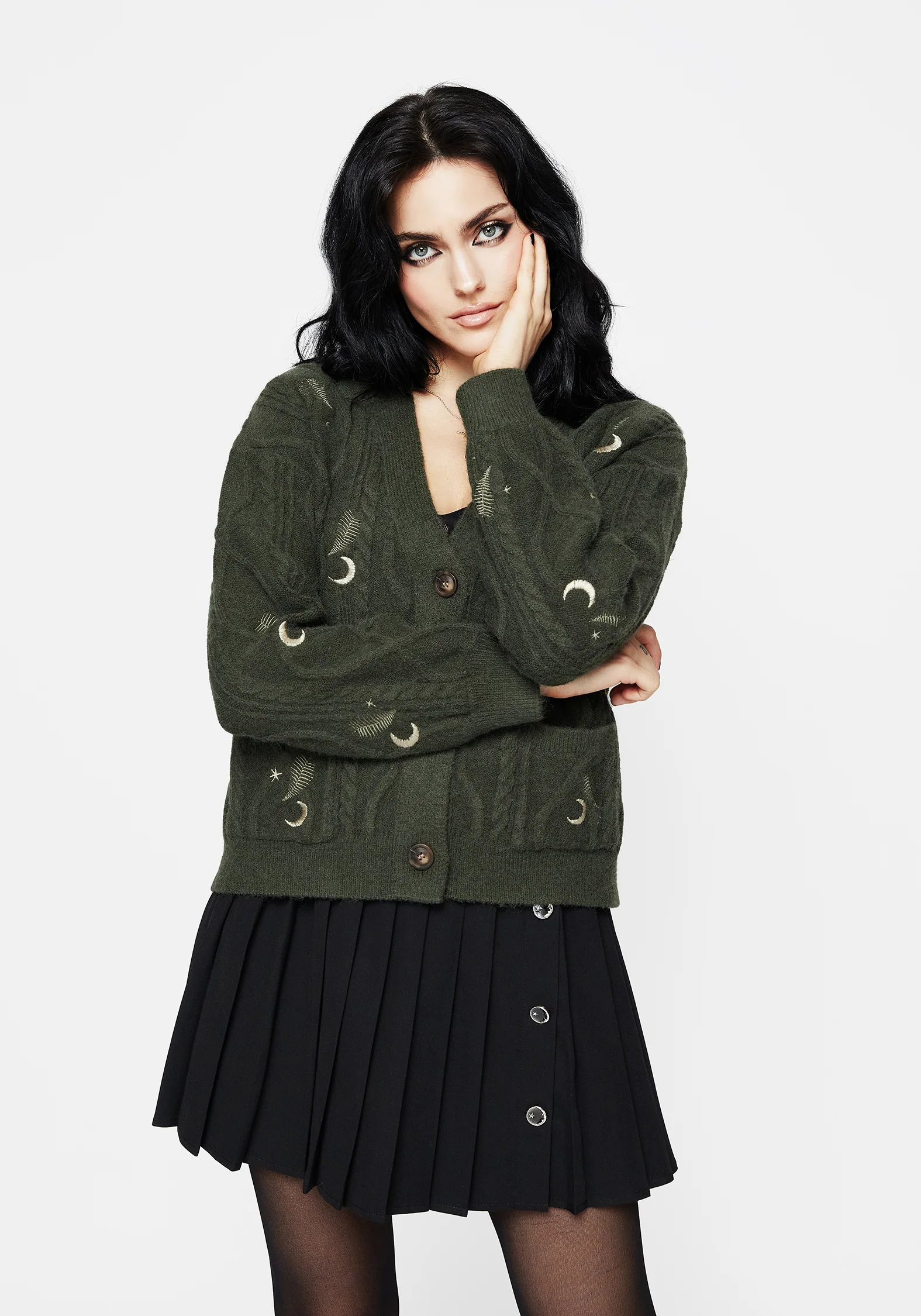 Dianne Embroidered Cable Knit Cardigan - Image 5