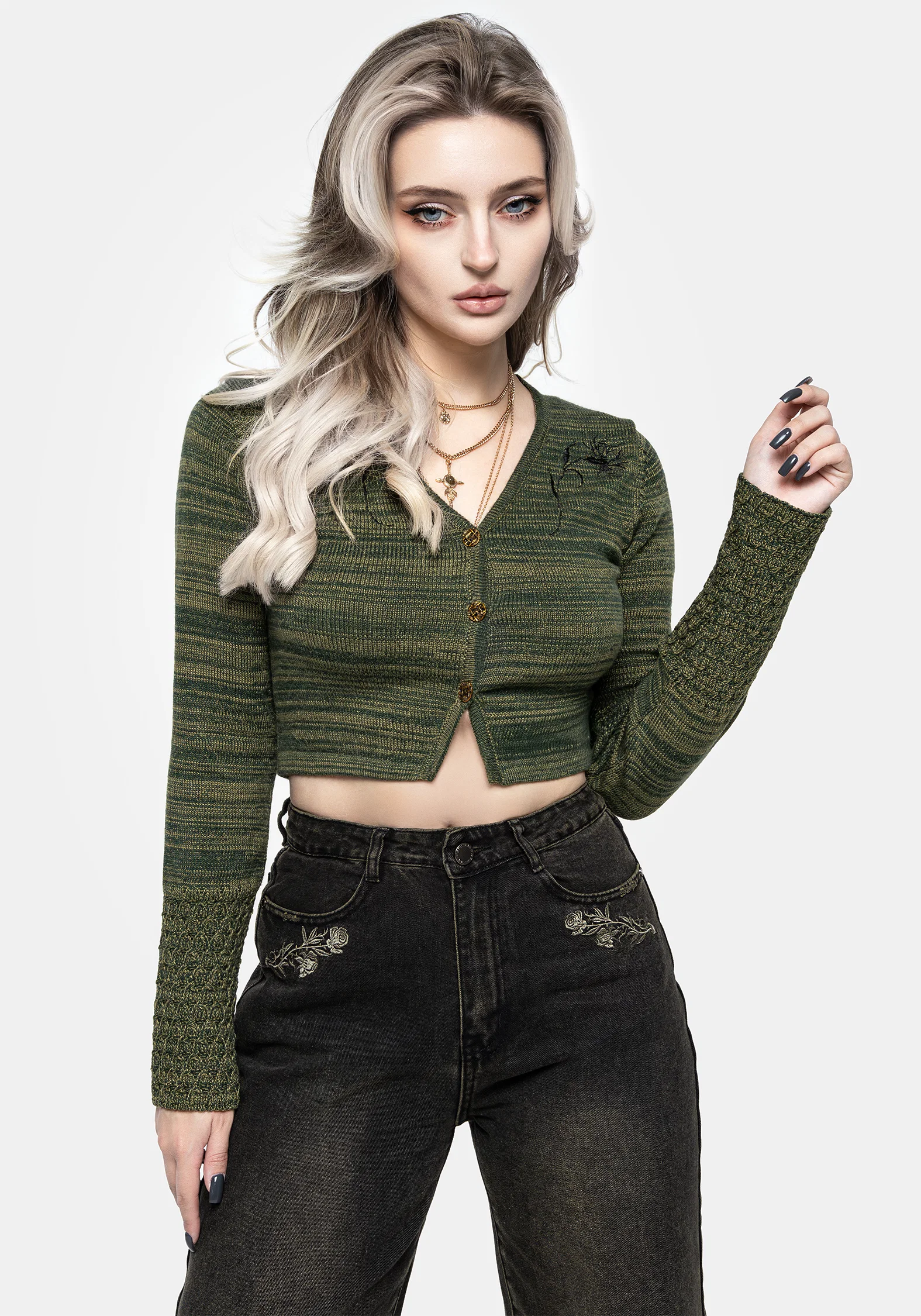 Diastella Floral Embroidered Crop Cardigan - Image 7