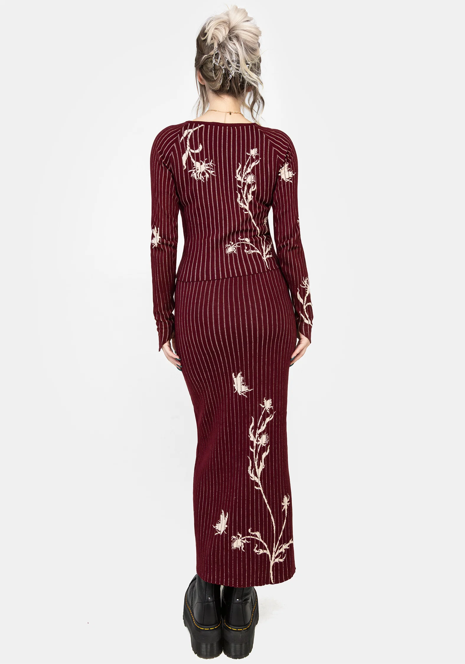 Diastella Floral Jacquard Rib Knit Maxi Skirt - Image 3