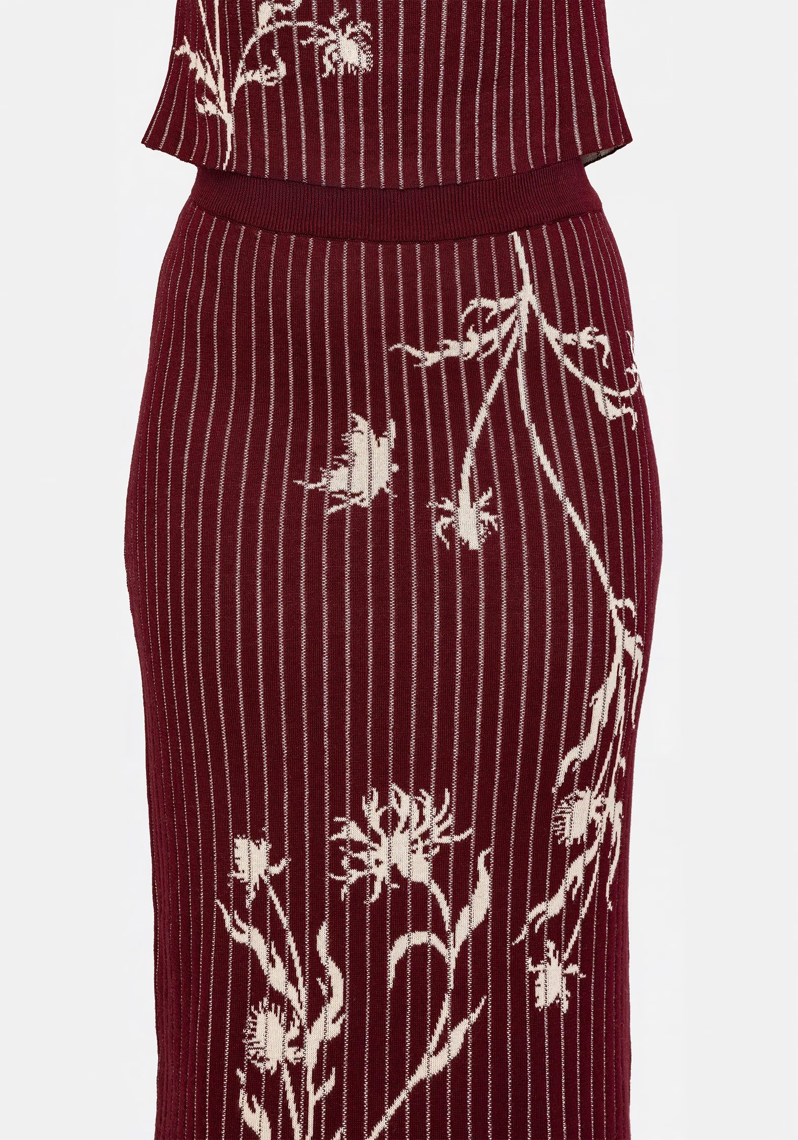 Diastella Floral Jacquard Rib Knit Maxi Skirt - Image 4