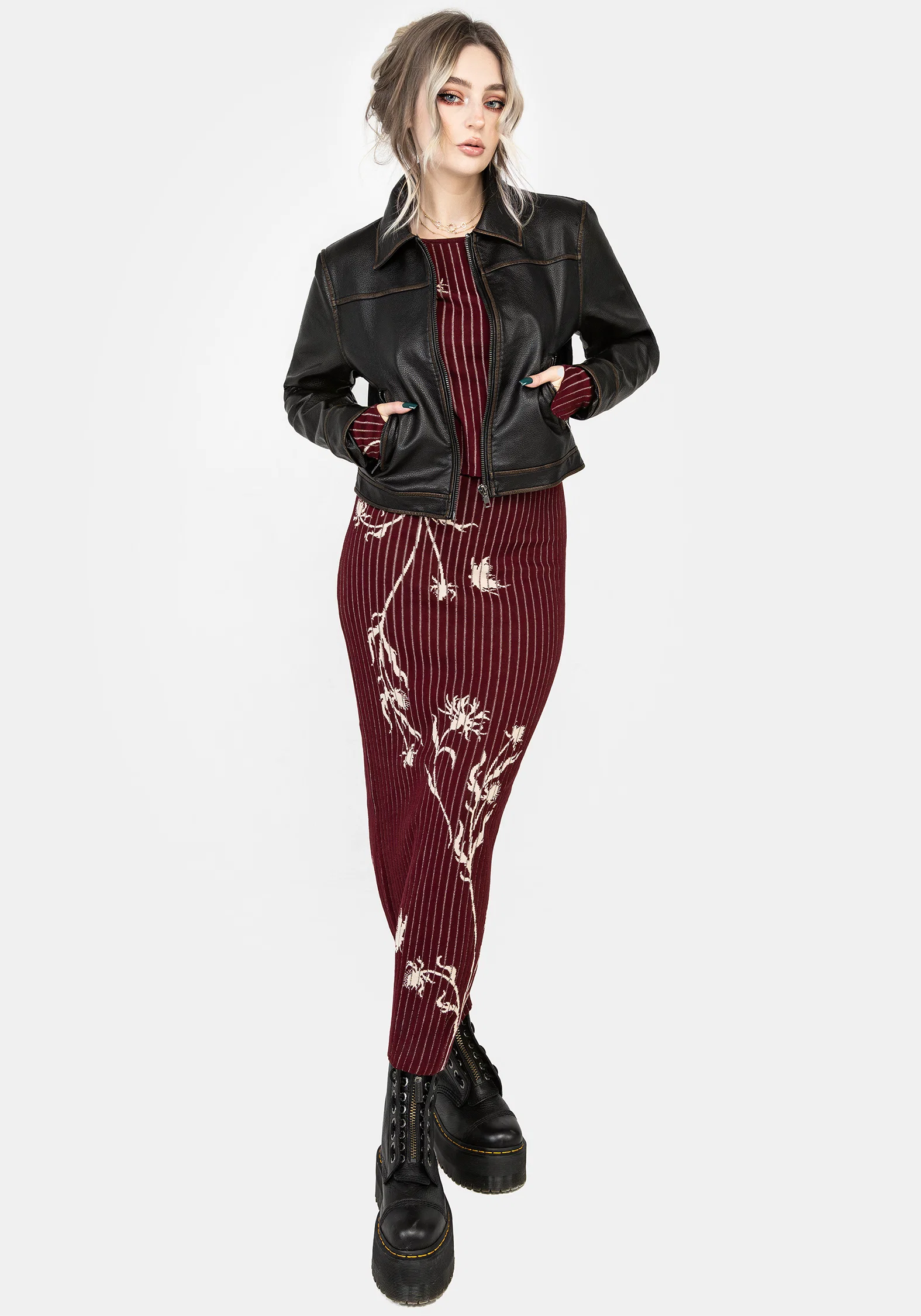 Diastella Floral Jacquard Rib Knit Maxi Skirt - Image 6
