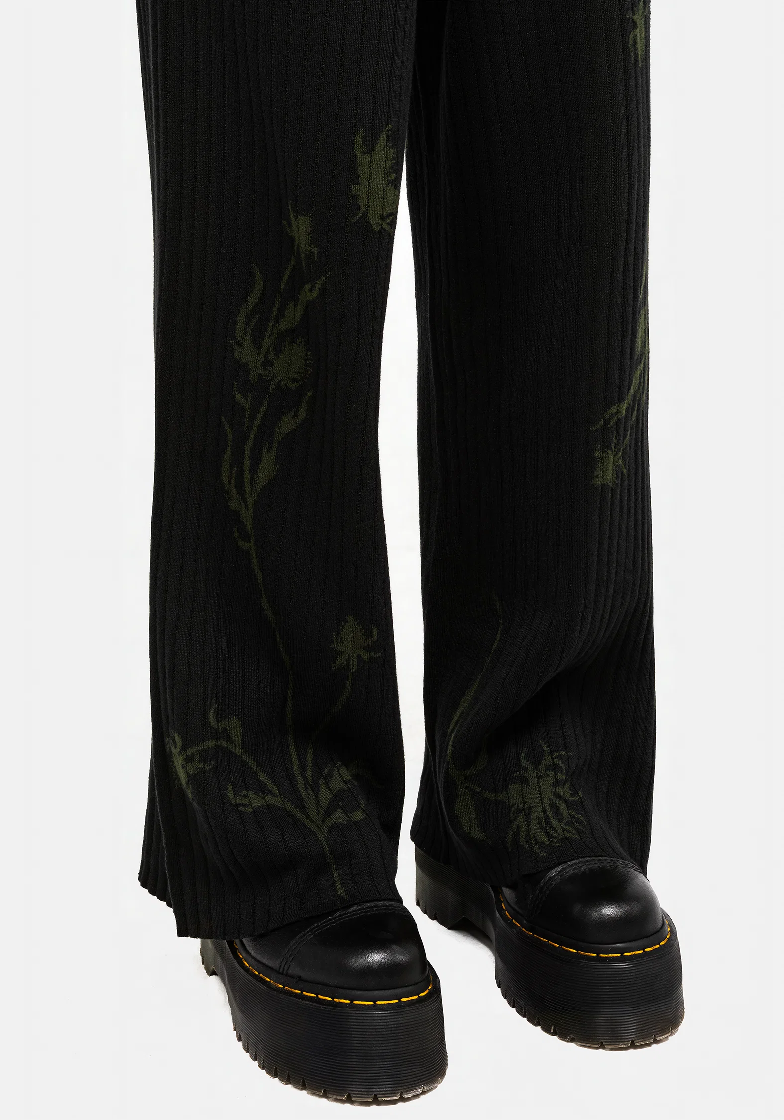 Diastella Floral Jacquard Rib Knit Trousers - Image 7