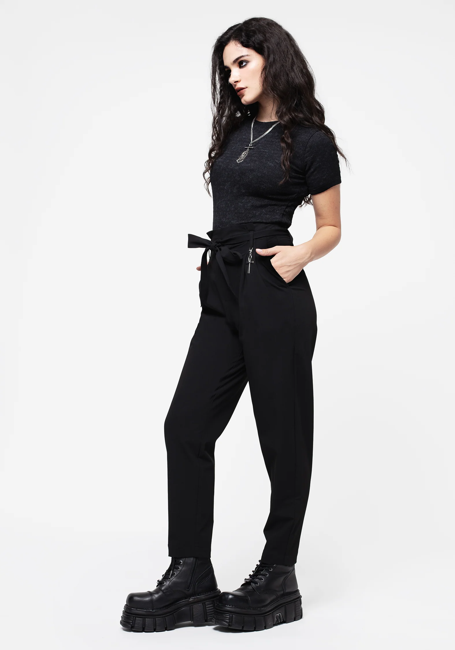 Dinza Tie Waist Tapered Trousers - Image 5