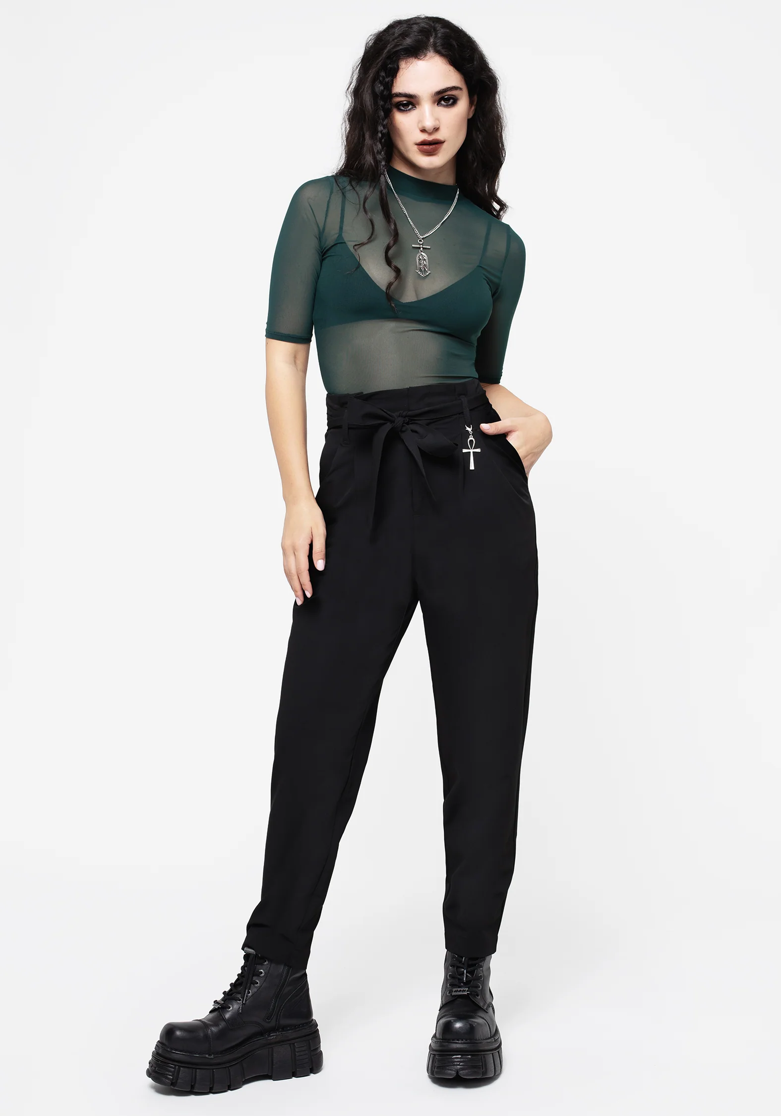 Dinza Tie Waist Tapered Trousers - Image 6
